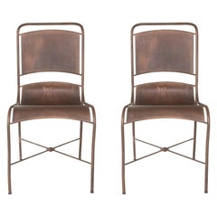 Pair of Leavitt Weaver Copper Side Chairs with Makers Mark