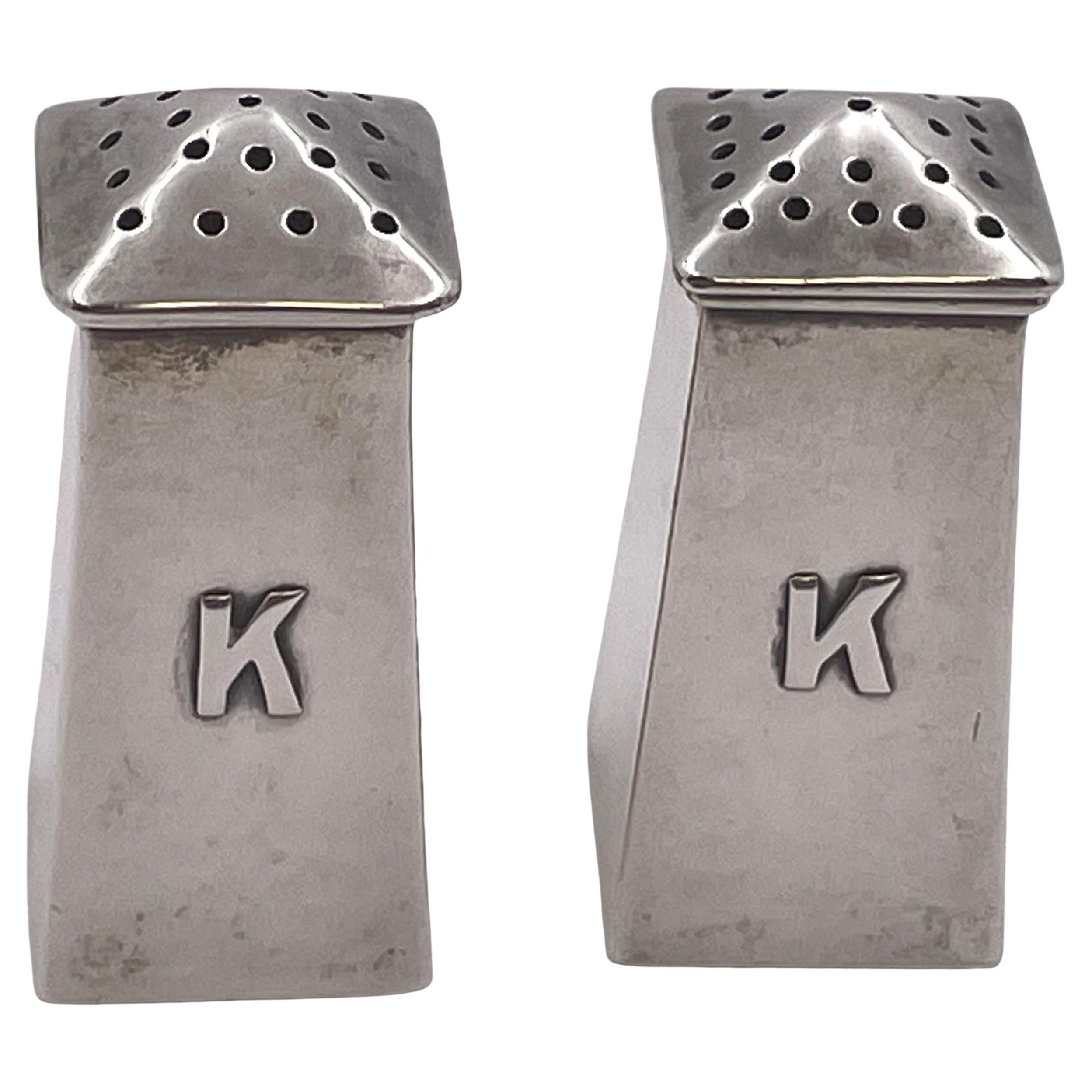 Pair of Lebolt Sterling Silver Hammered Salt
Pepper Shakers Arts &Crafts Style