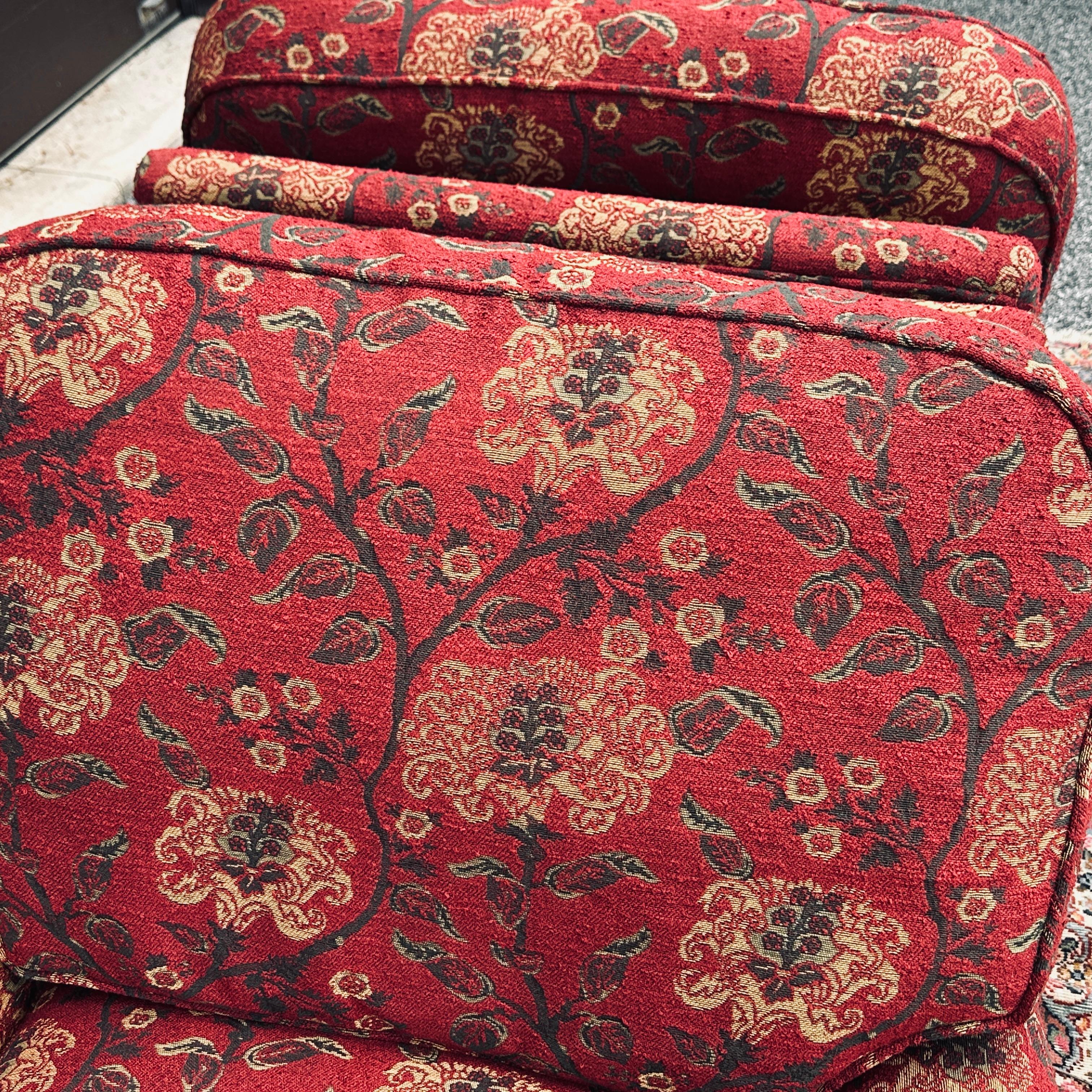 Pair of Lee Industries English Roll Arm Lounge Chairs on Casters 1