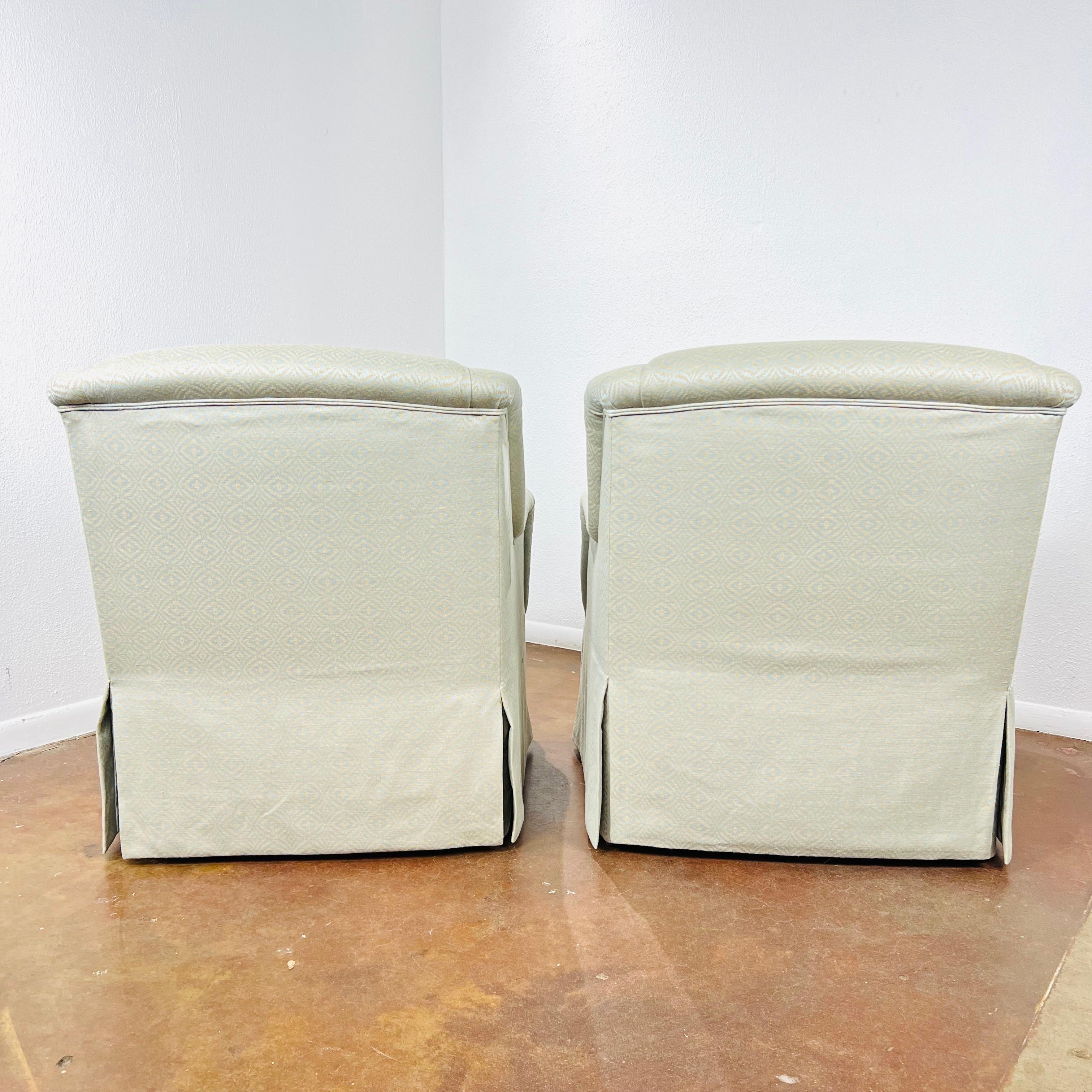 Modern Pair of Lee Jofa Skirted Armchairs