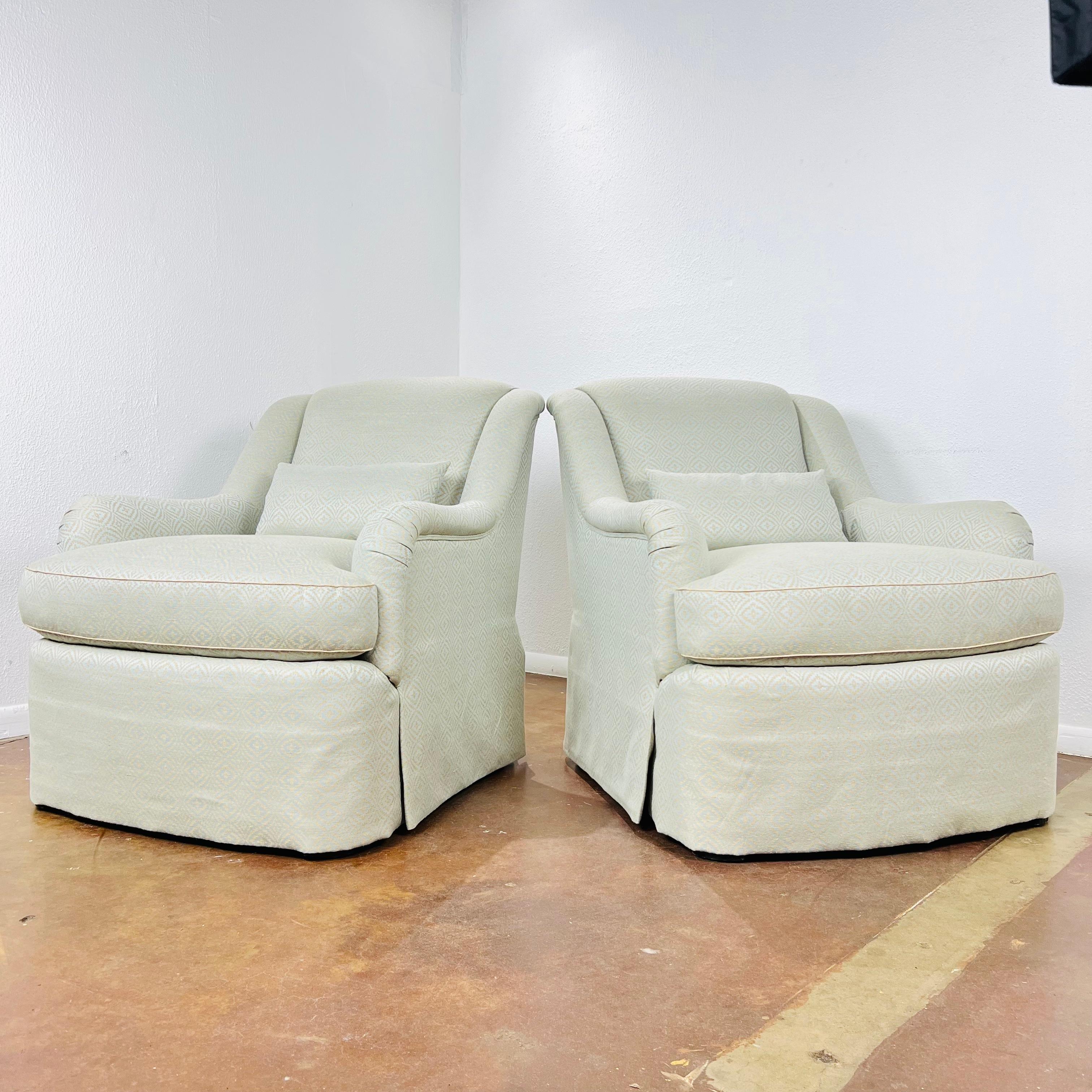 Contemporary Pair of Lee Jofa Skirted Armchairs