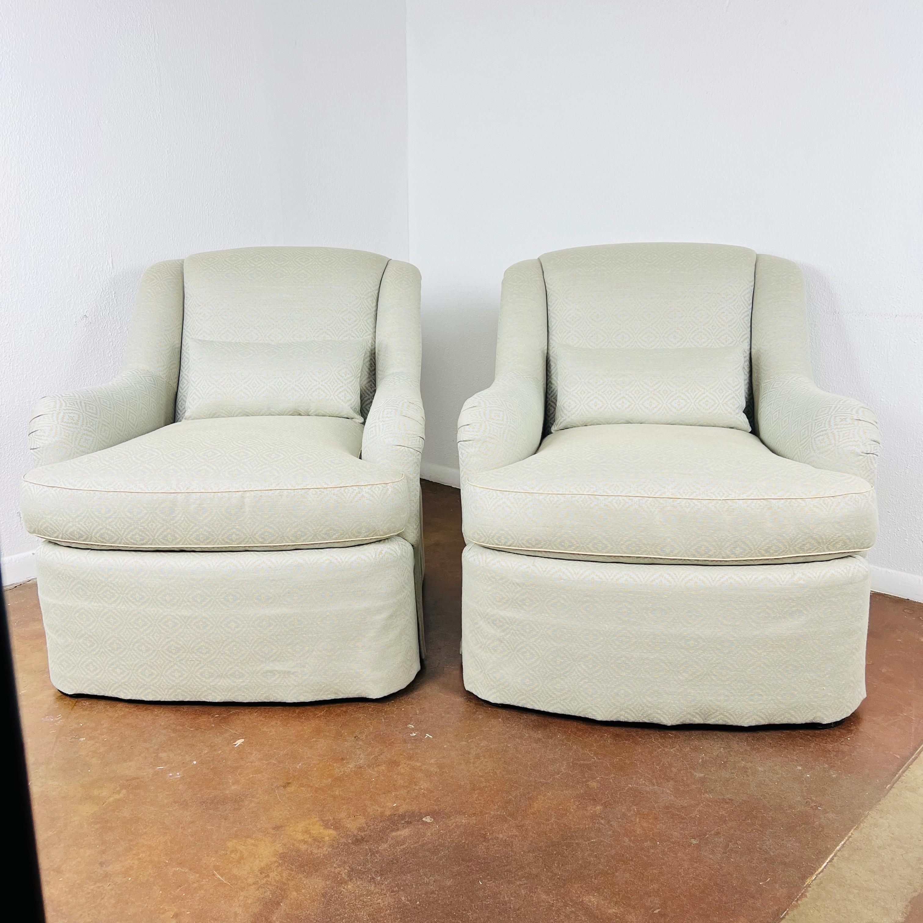Upholstery Pair of Lee Jofa Skirted Armchairs