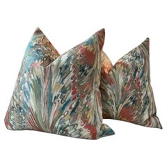 Coppia di cuscini Lee Jofa "Taplow" in argilla e blu