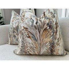 Pair of Lee Jofa "Taplow"in Sand and Dove Pillows