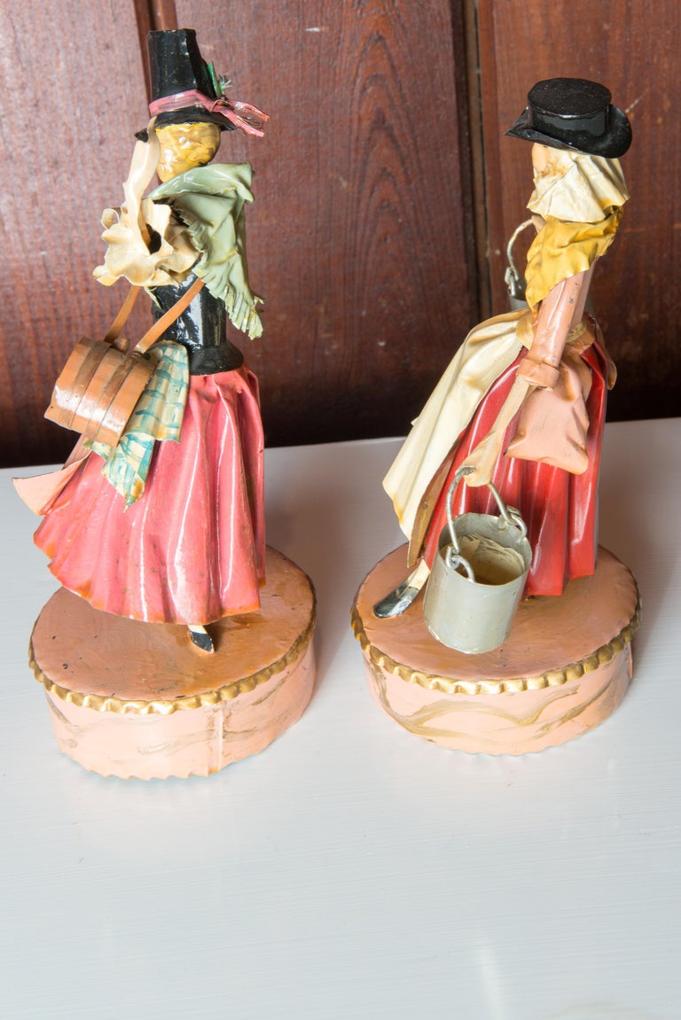 Pair of Lee Menichetti Sculptures: Tyrolean Maid & German Milk Maid In Good Condition For Sale In Stamford, CT