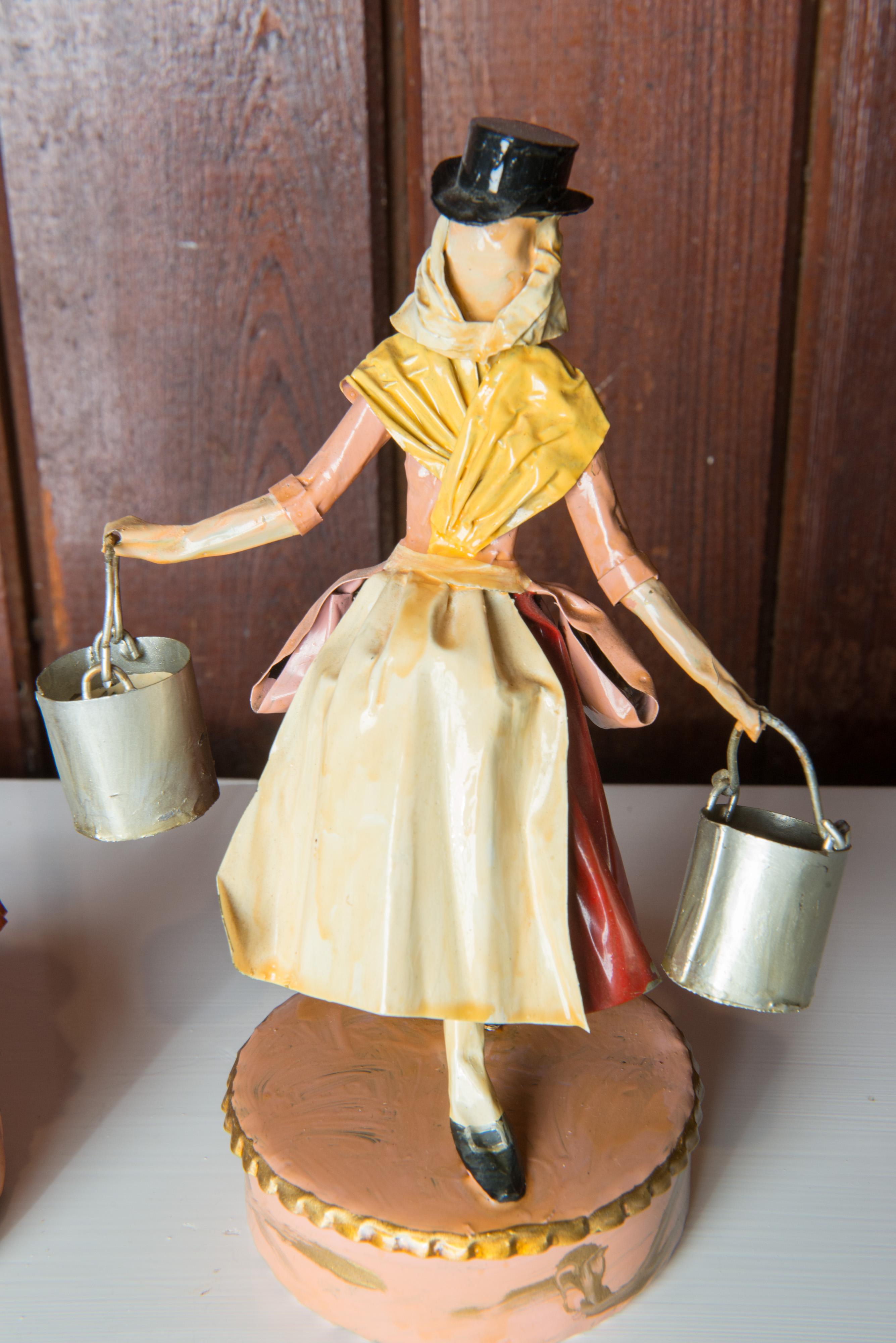 American Pair of Lee Menichetti Sculptures: Tyrolean Maid & German Milk Maid For Sale