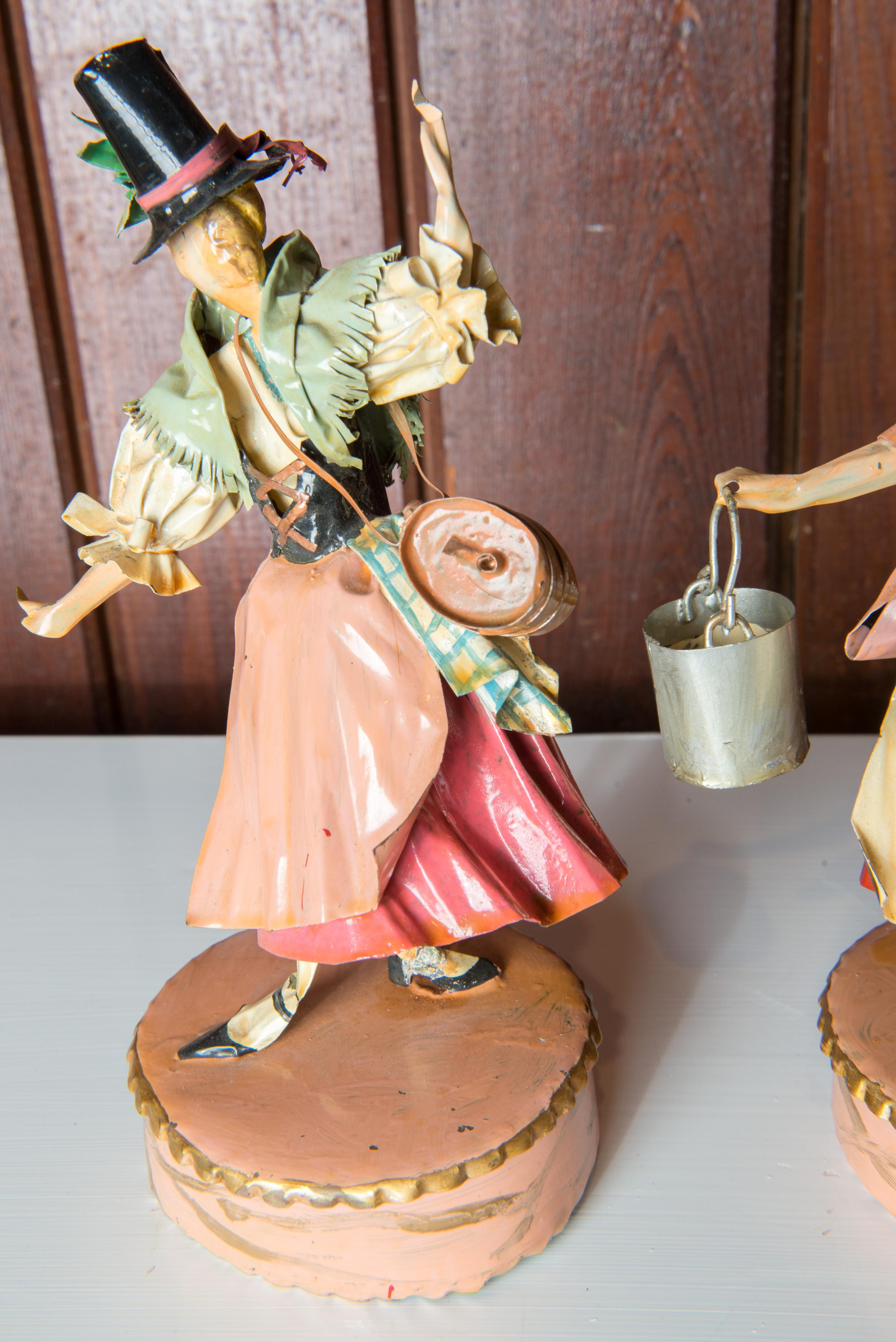 Late 20th Century Pair of Lee Menichetti Sculptures: Tyrolean Maid & German Milk Maid For Sale