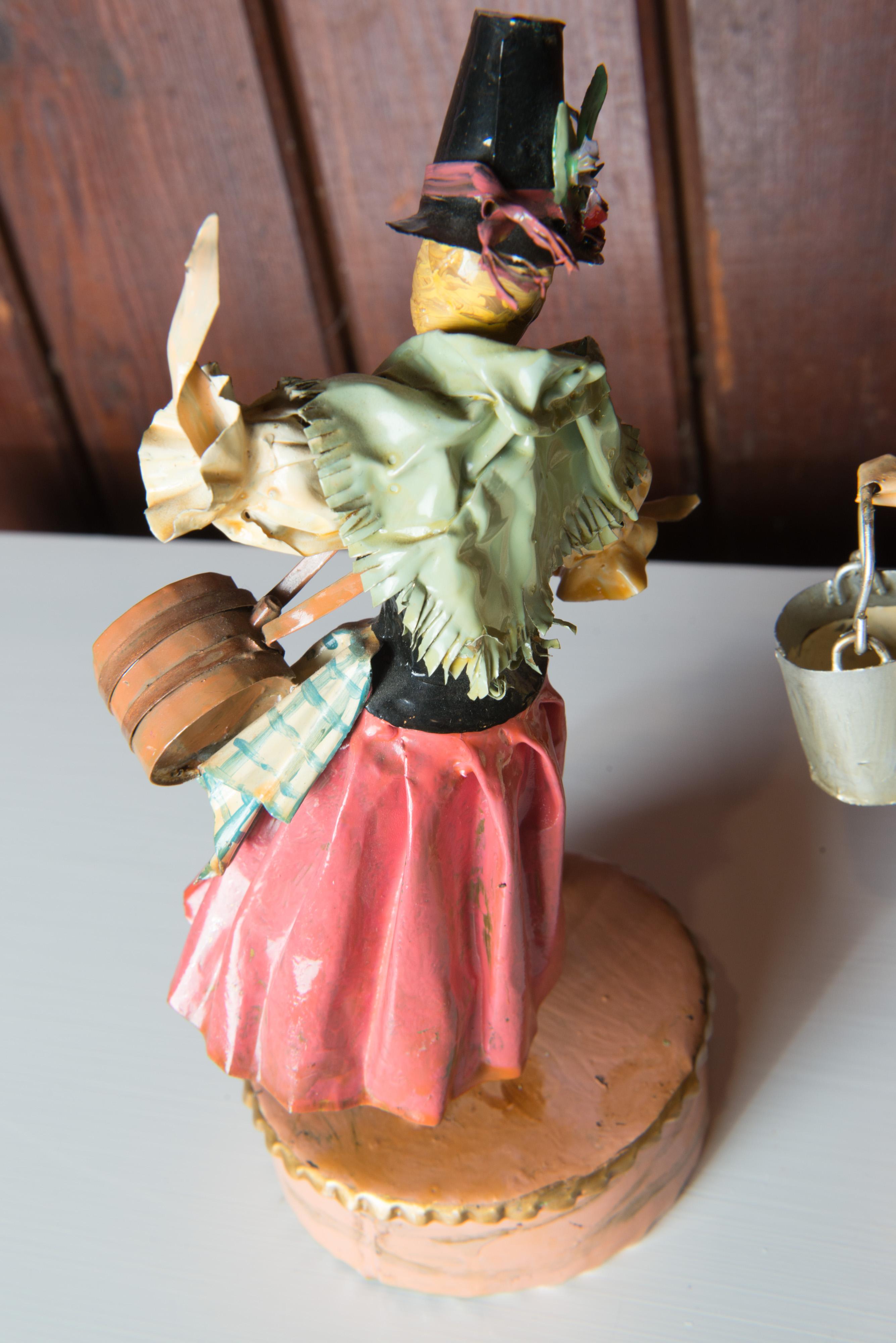 Brass Pair of Lee Menichetti Sculptures: Tyrolean Maid & German Milk Maid For Sale
