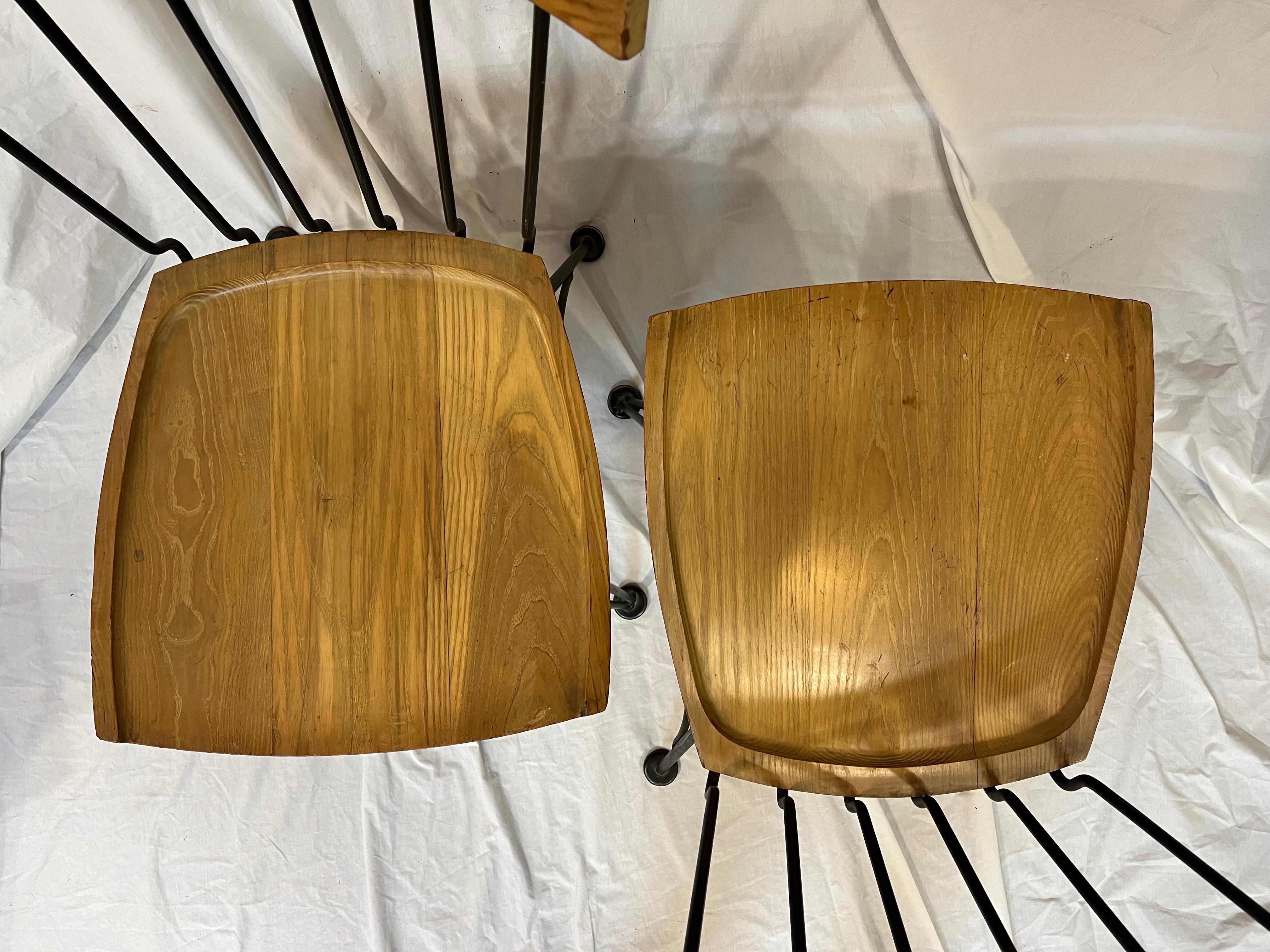 Paire de chaises d'appoint en fer et bois Wood Wood Allegro Mid-Century Modern 1950s en vente 5