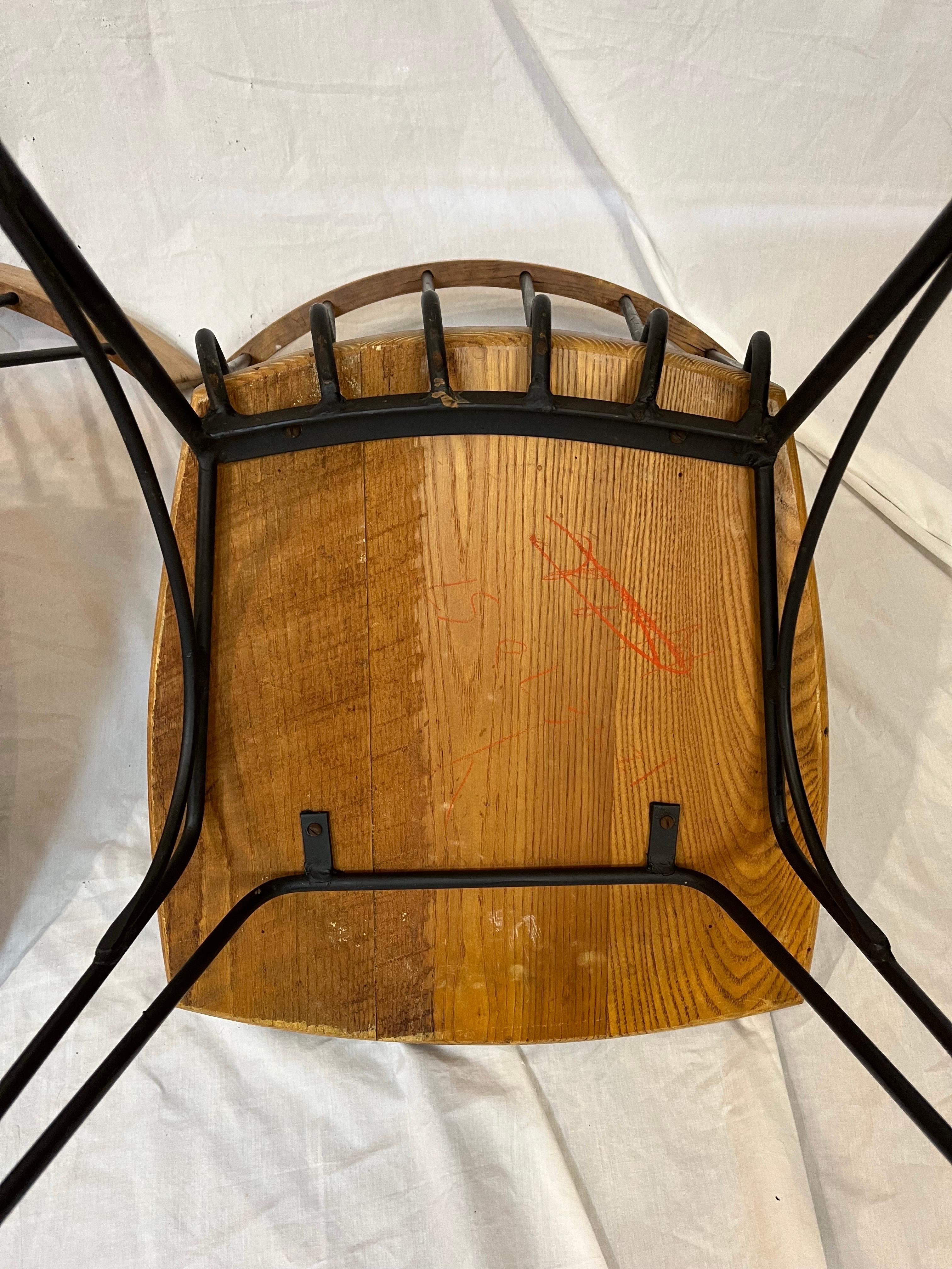 Paire de chaises d'appoint en fer et bois Wood Wood Allegro Mid-Century Modern 1950s en vente 9