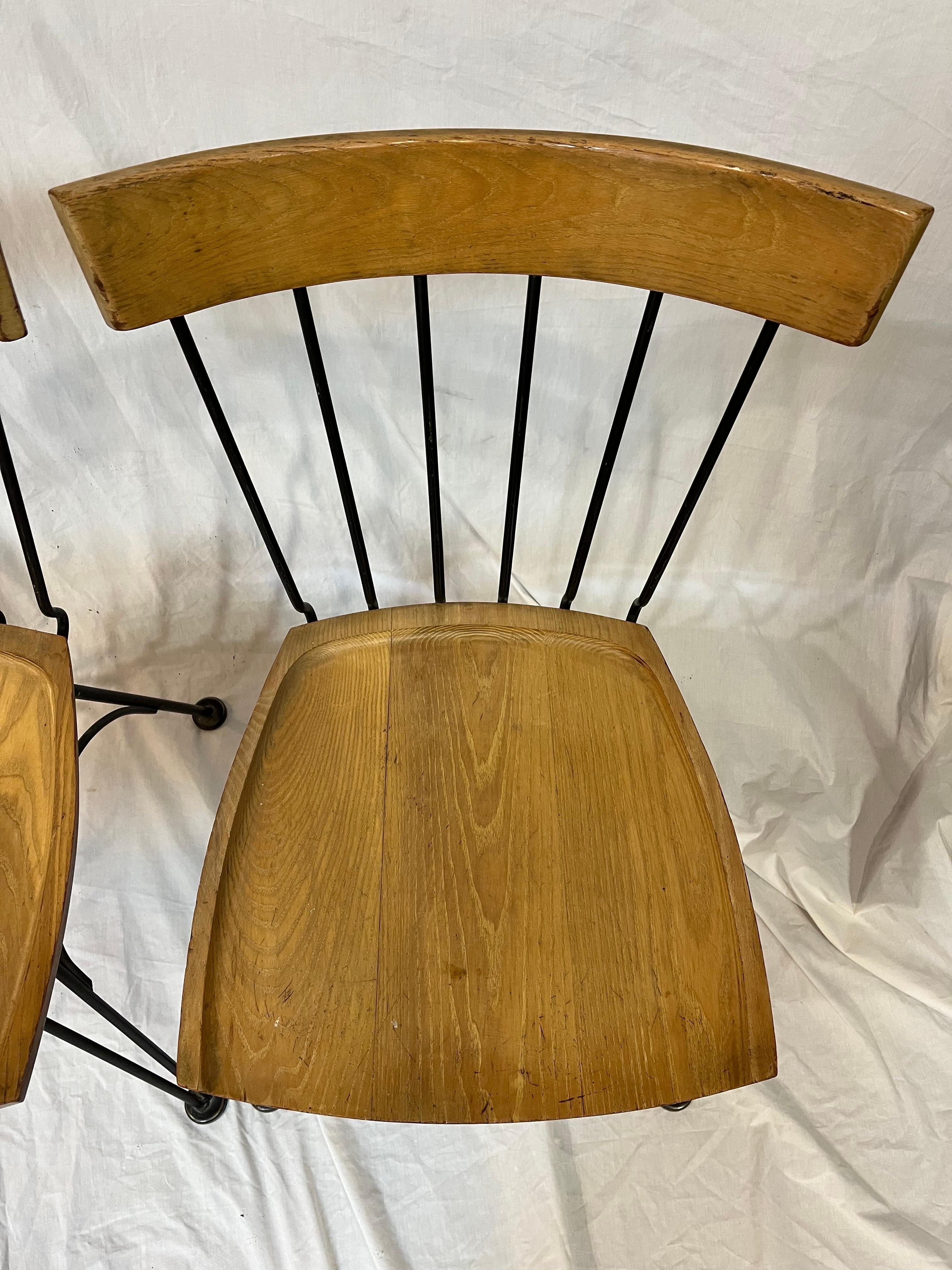 Beistellstühle aus Eisen und Holz von Lee Woodard Allegro, Mid-Century Modern, 1950er Jahre, Paar im Zustand „Gut“ im Angebot in Atlanta, GA