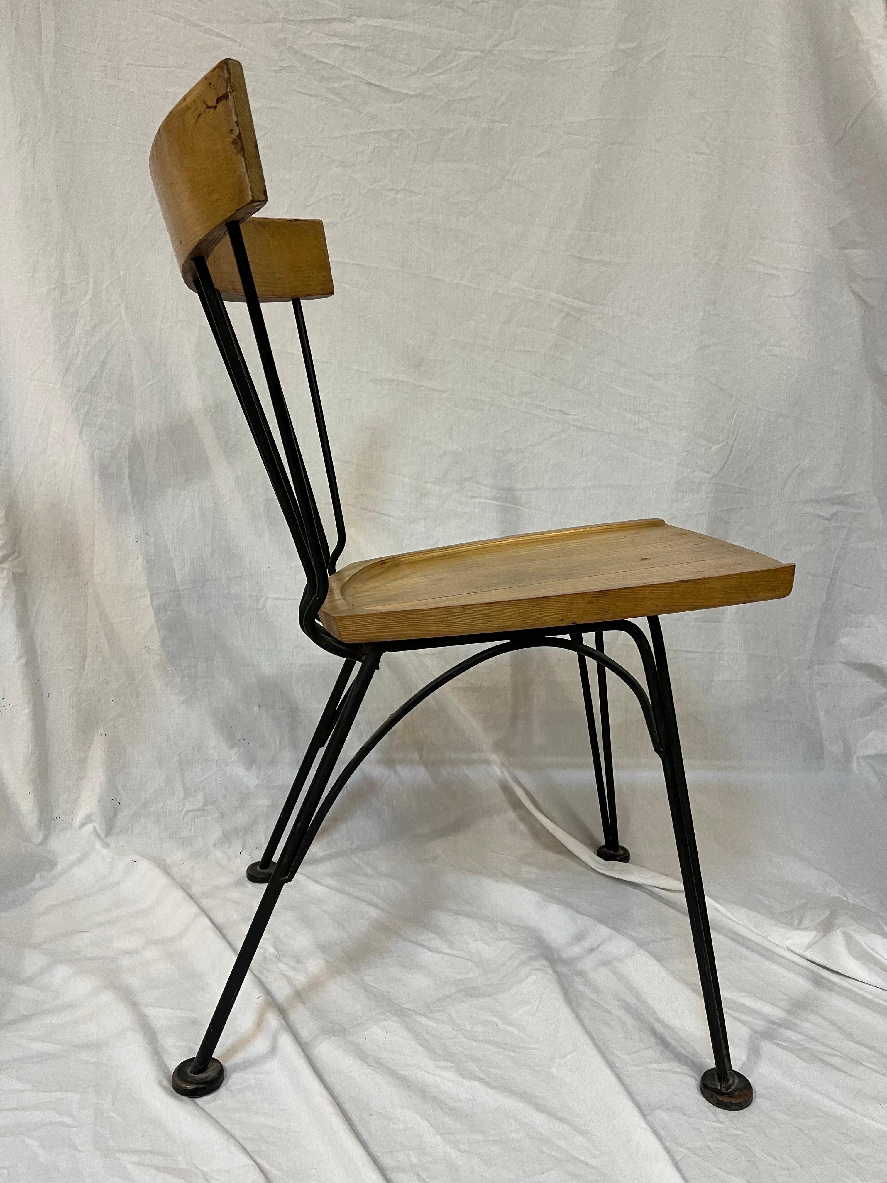 Pair of Lee Woodard Allegro Mid-Century Modern 1950s Iron and Wood Side Chairs For Sale 2