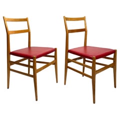 Paire de chaises Leggera en bois clair, Gio Ponti, Cassina  (Première édition)