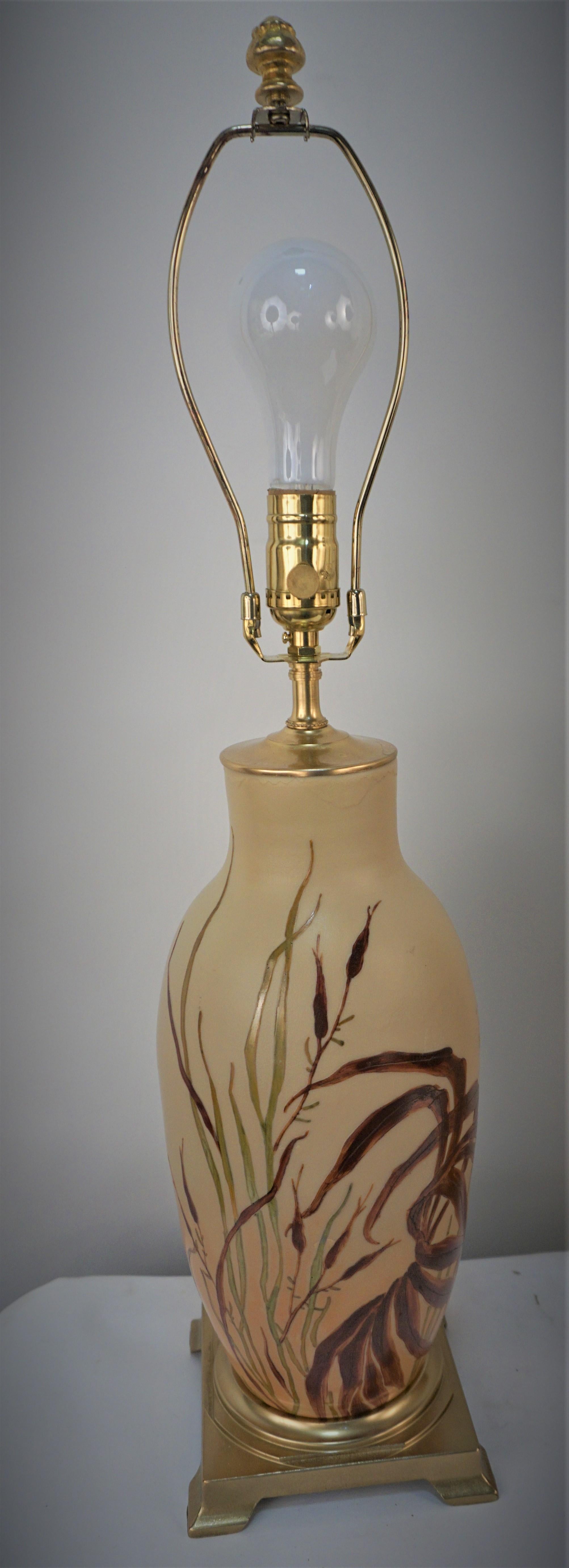 Pair of Legras Camio Glass Table Lamps  In Good Condition In Fairfax, VA
