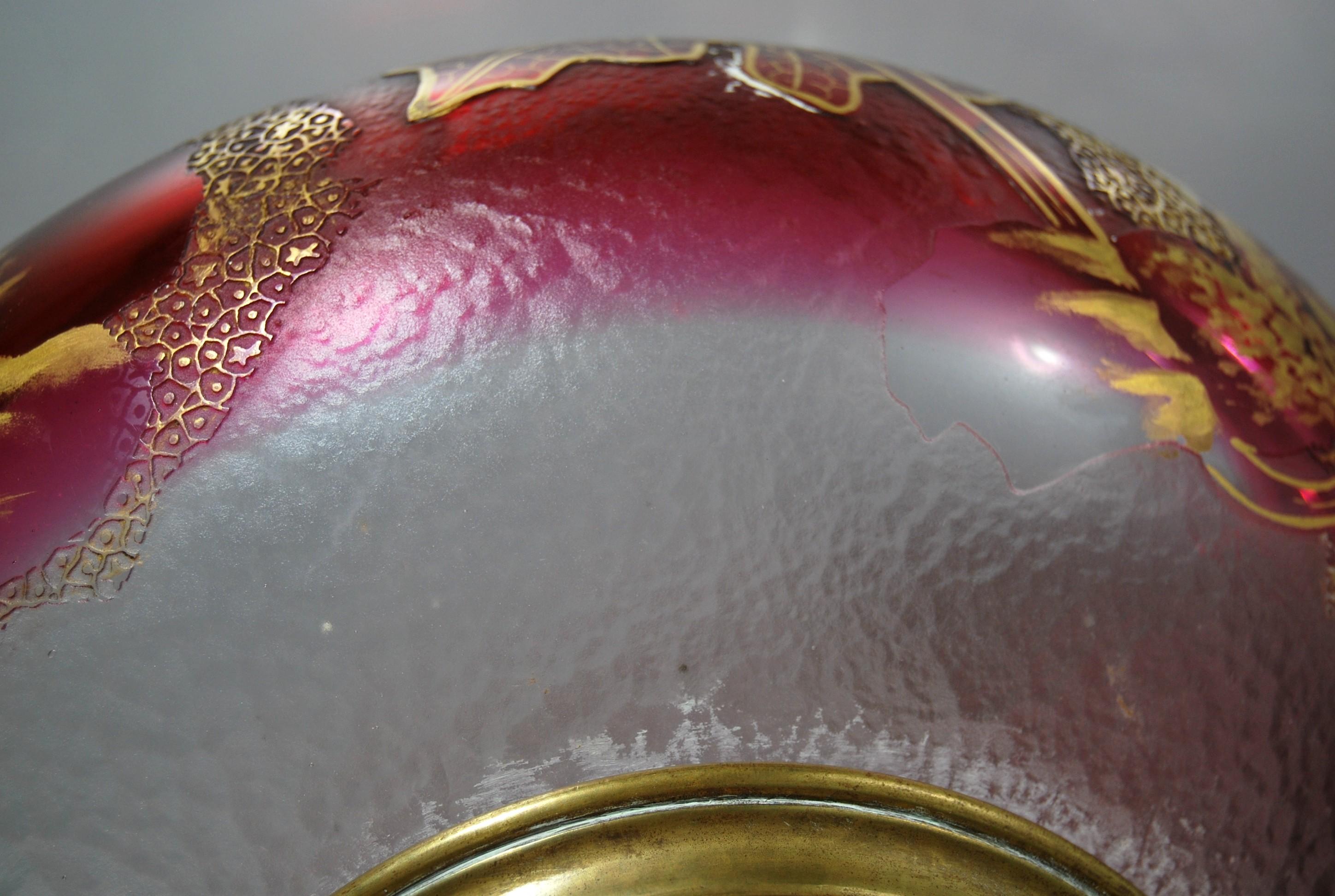 Bronze Paire de tasses coquelicot Legras en cristal gravé à l'acide et bronze en vente