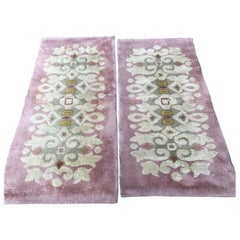 Pair of Leleu Rugs Including Aubusson Knotted Savonnerie Style Rug