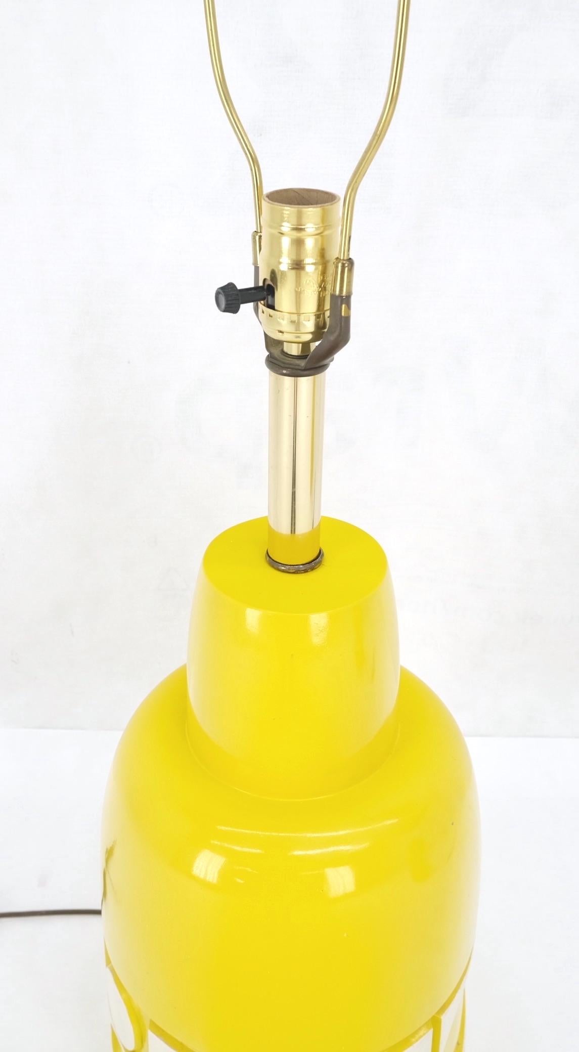 Mid-Century Modern Pair of Lemon Yellow jug Bottle ShapeArt  Porcelain Pottery Ceramic Table Lamps For Sale