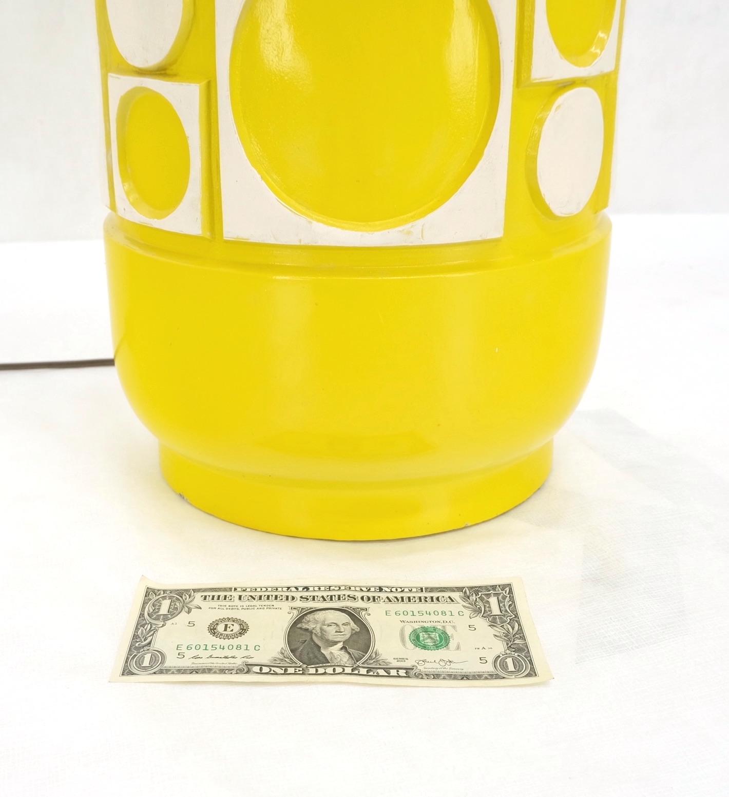 Brass Pair of Lemon Yellow jug Bottle ShapeArt  Porcelain Pottery Ceramic Table Lamps For Sale