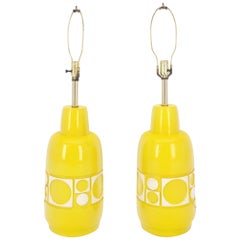 Pair of Lemon Yellow jug Bottle ShapeArt Porcelain Pottery Ceramic Table Lamps