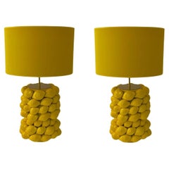 Paar des 21. Jahrhunderts  Original Keramik-Tischlampen „Lemons“