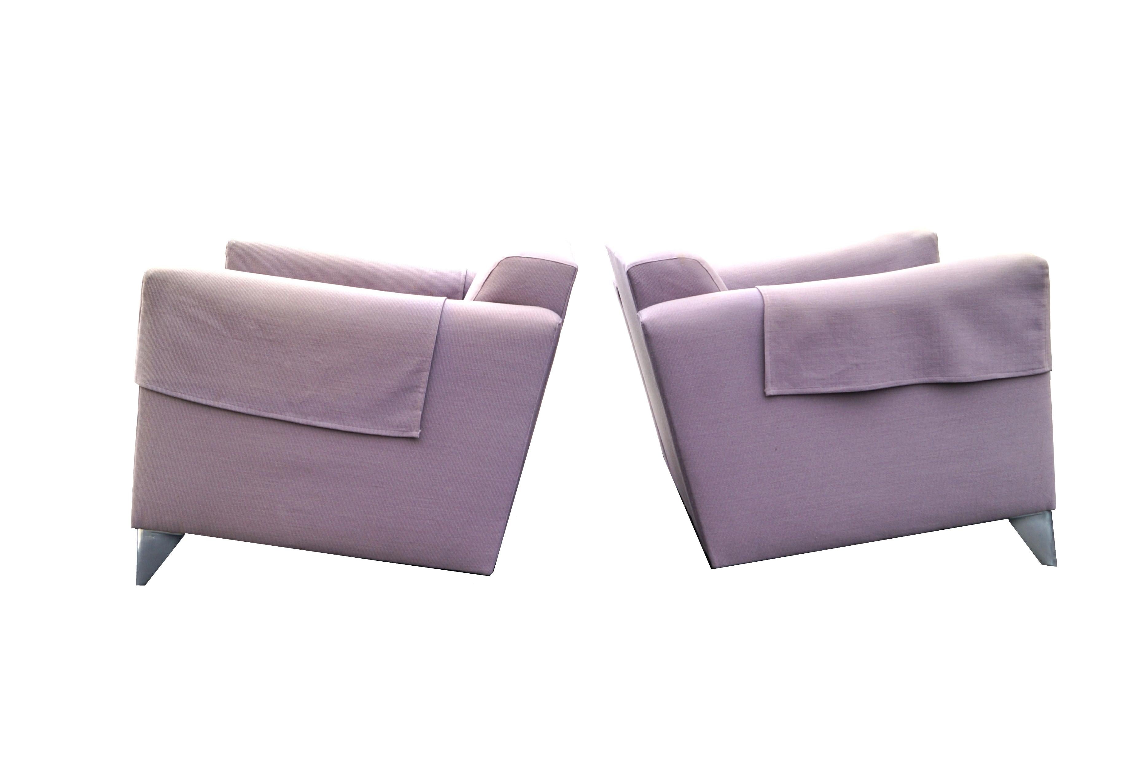 French Pair of Len Niggelman Lounge Club Slipper Chairs by Philippe Starck