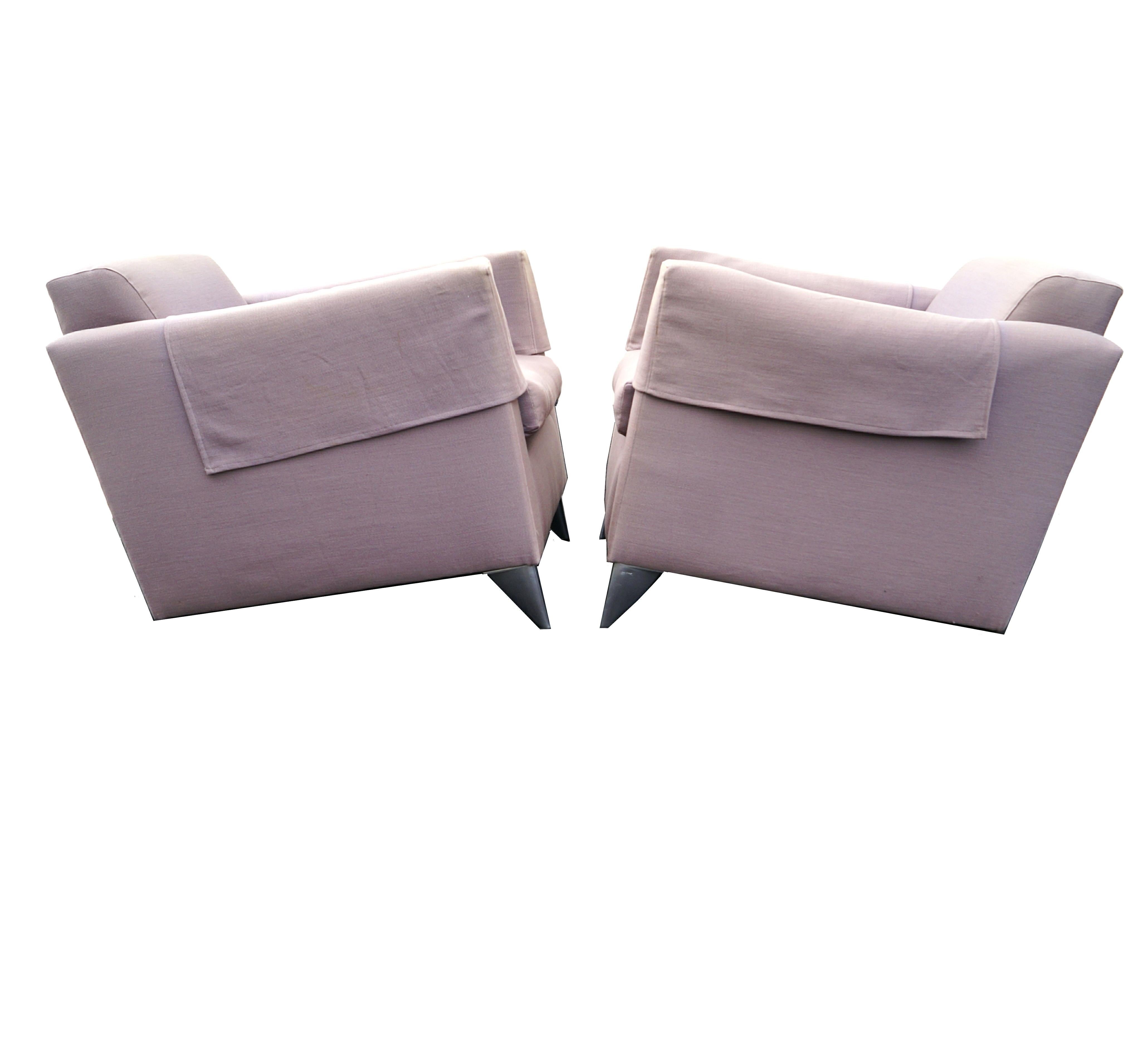 Late 20th Century Pair of Len Niggelman Lounge Club Slipper Chairs by Philippe Starck
