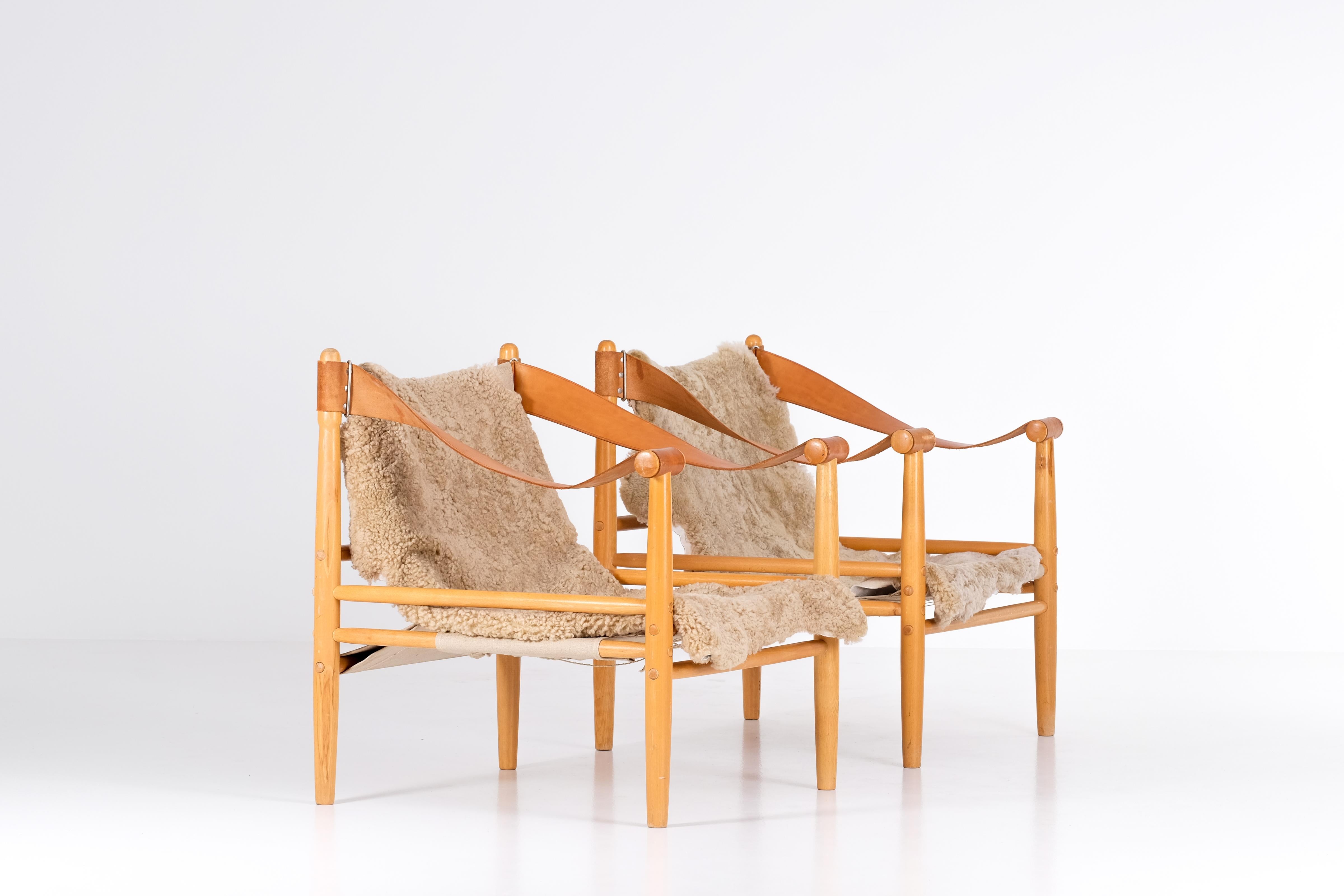 Leather Pair of Lennart Bender Easy Chairs, 1960s For Sale