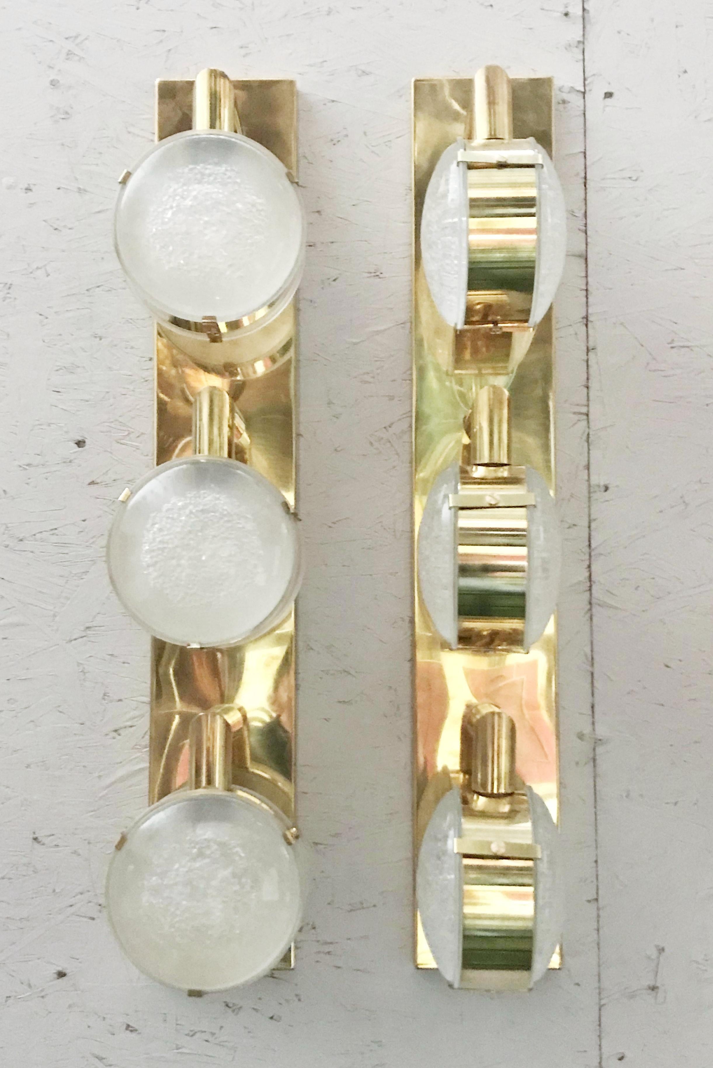 Pair of Lens Sconces by Fabio Ltd In Good Condition In Los Angeles, CA