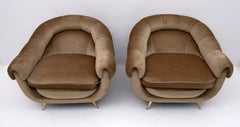 Coppia di poltrone in velluto italiano Lenzi di metà secolo, anni '60