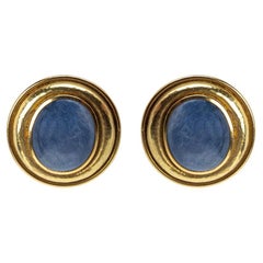 Pair of Leo de Vroomen 18 Karat Gold and Star Sapphire Ear Clips