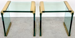 Pair of Leon Rosen for Pace Brass Mounted Cube Side/ Drinks Tables