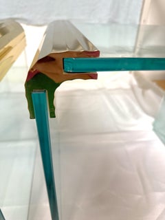 Paire de tables cubiques montées sur laiton Leon Rosen pour Pace