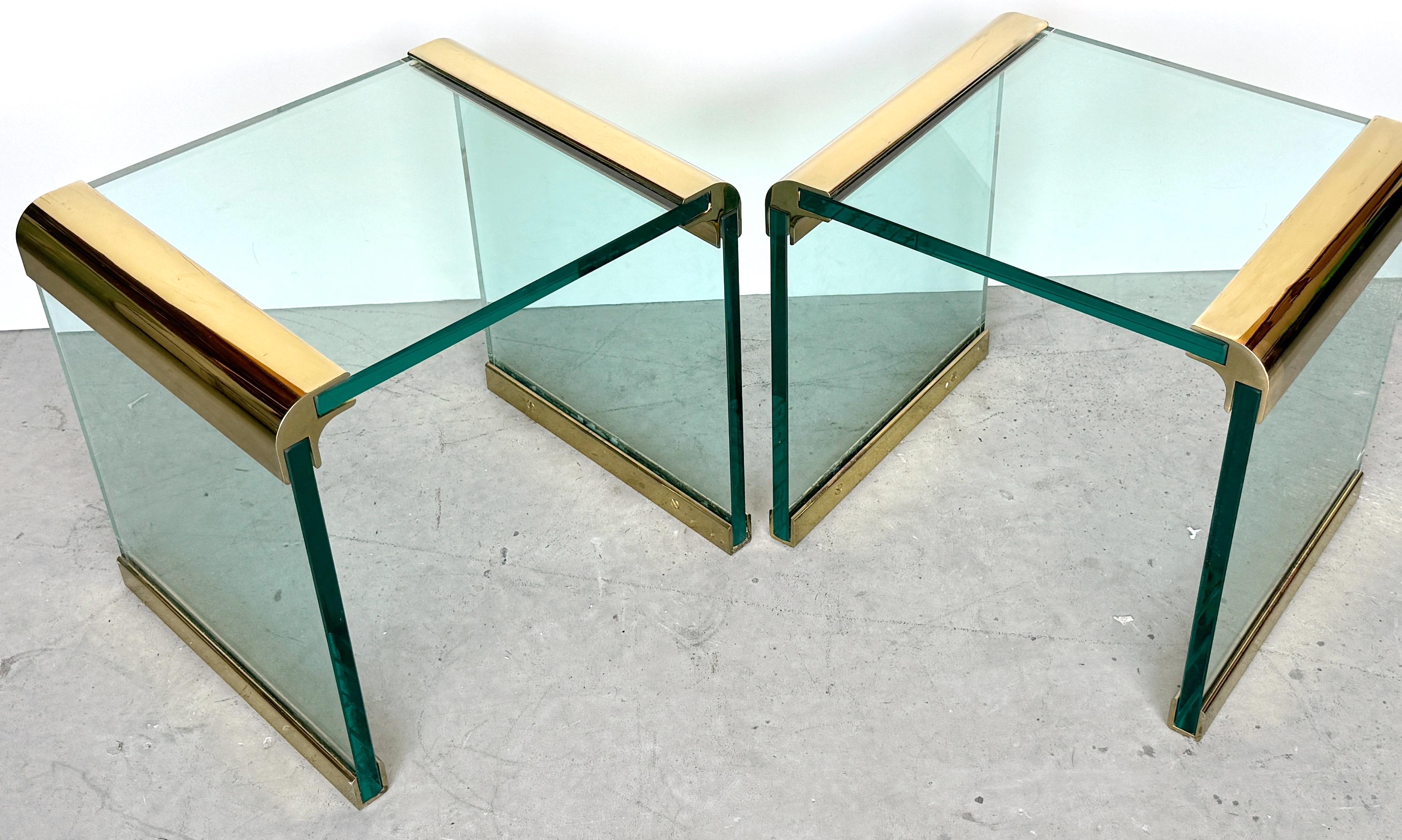 Pair of Leon Rosen for Pace Brass Mounted Cube Side/ Drinks Tables 2