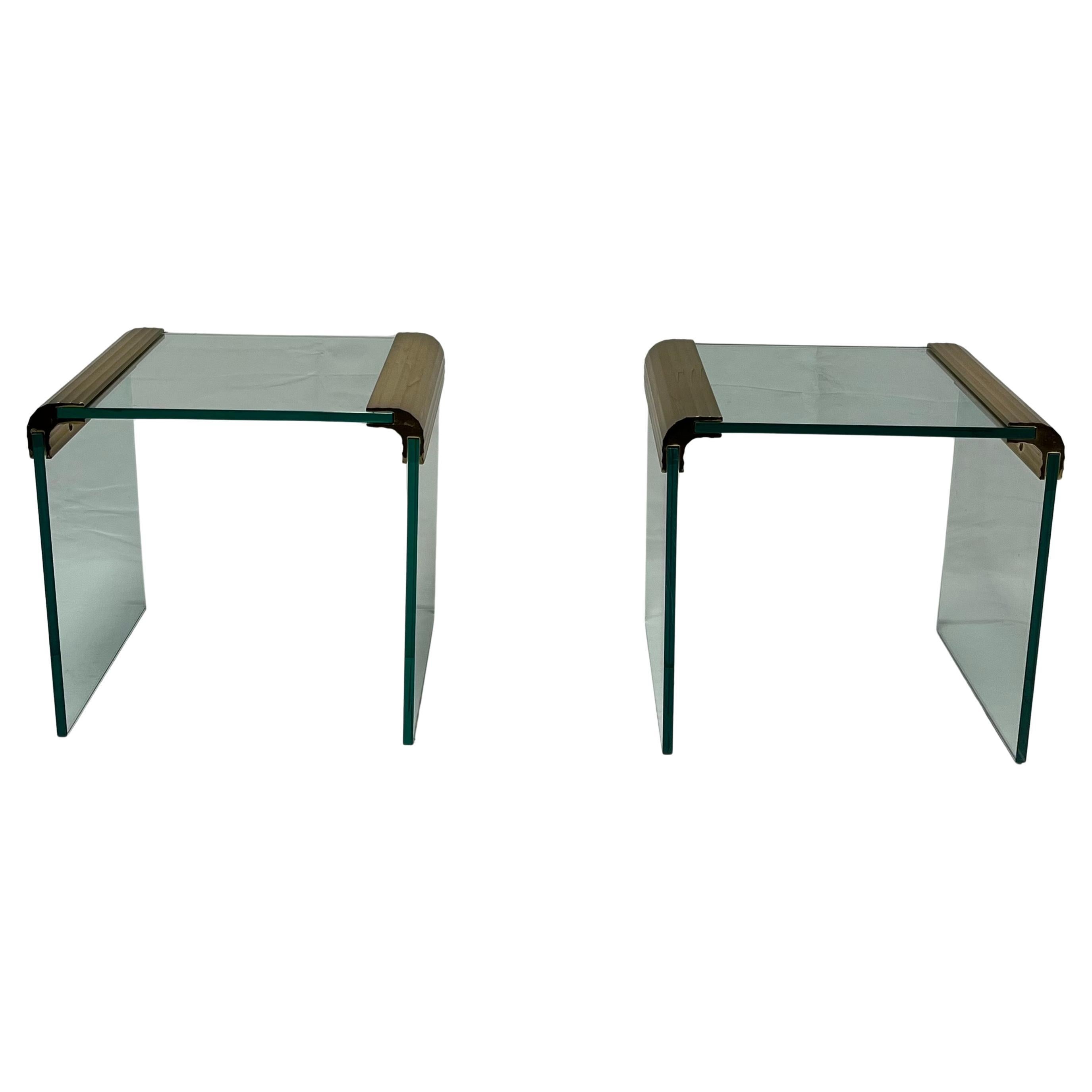 Leon Rosen für Pace Collection Glas Beistelltische oder Endtische