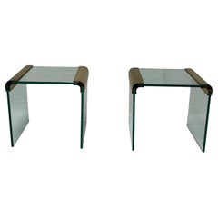 Leon Rosen für Pace Collection Glas Beistelltische oder Endtische
