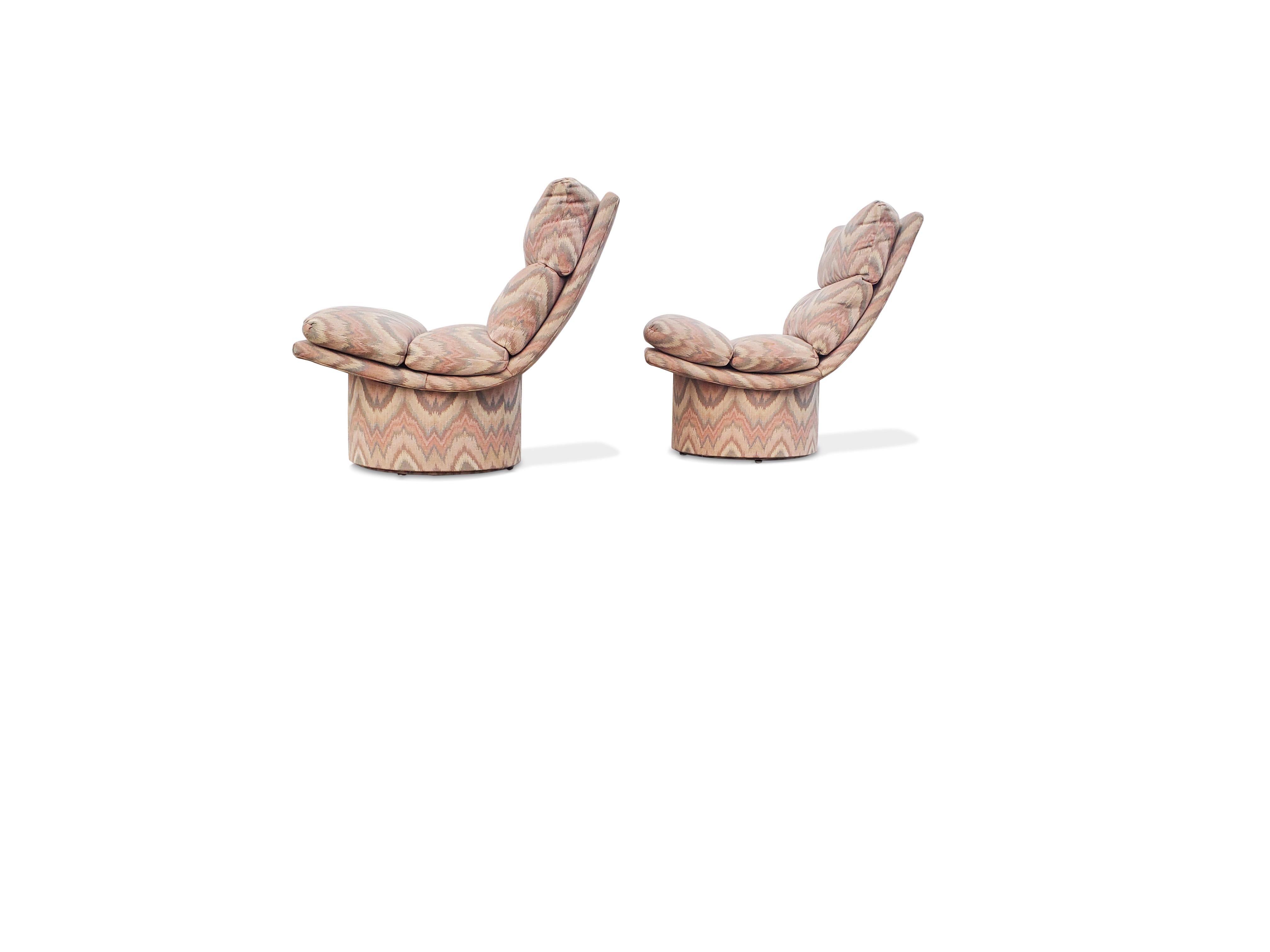 Mid-Century Modern Pair of Leon Rosen Pace High Base Swivel Lounge Chairs