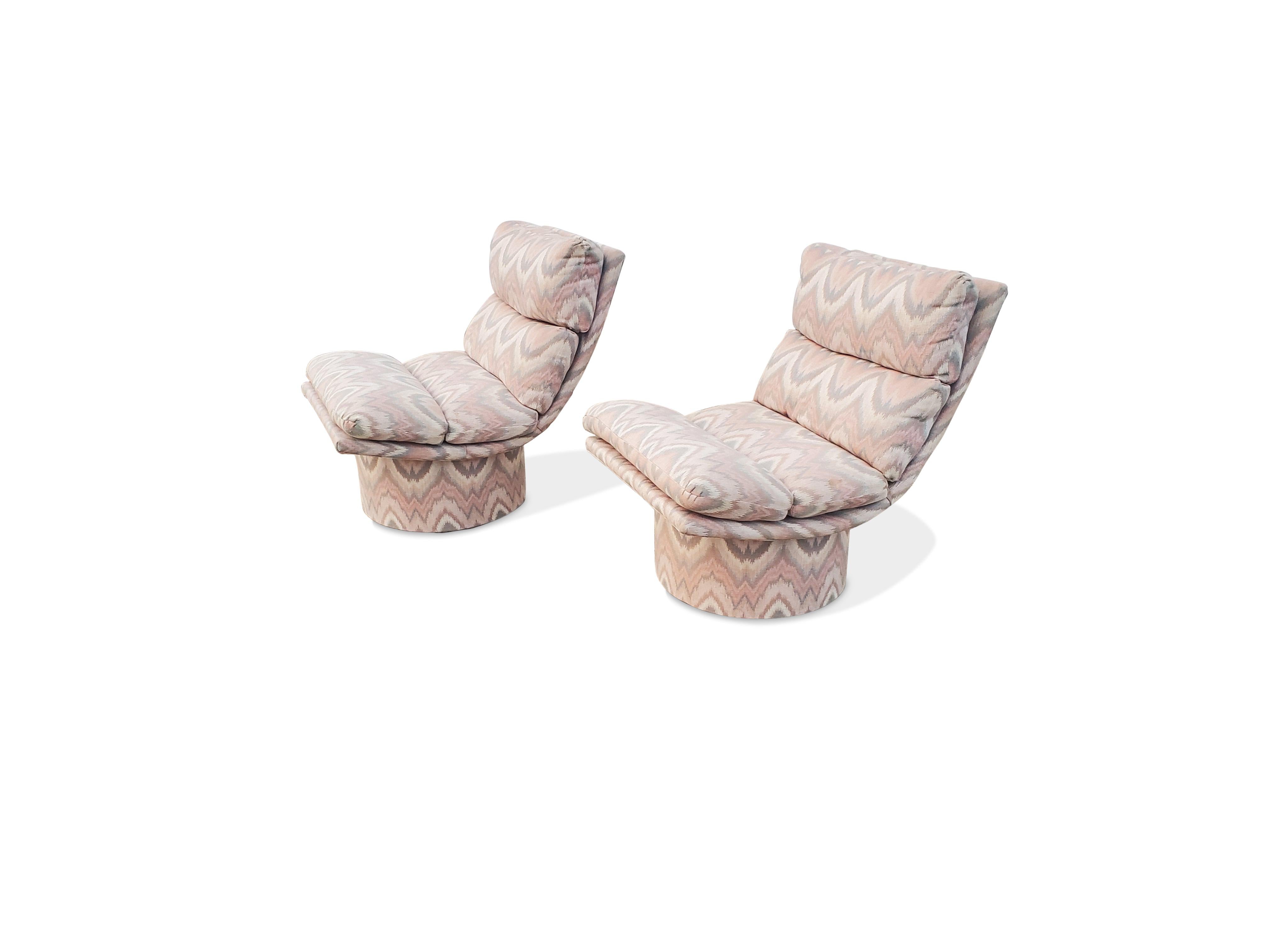 American Pair of Leon Rosen Pace High Base Swivel Lounge Chairs