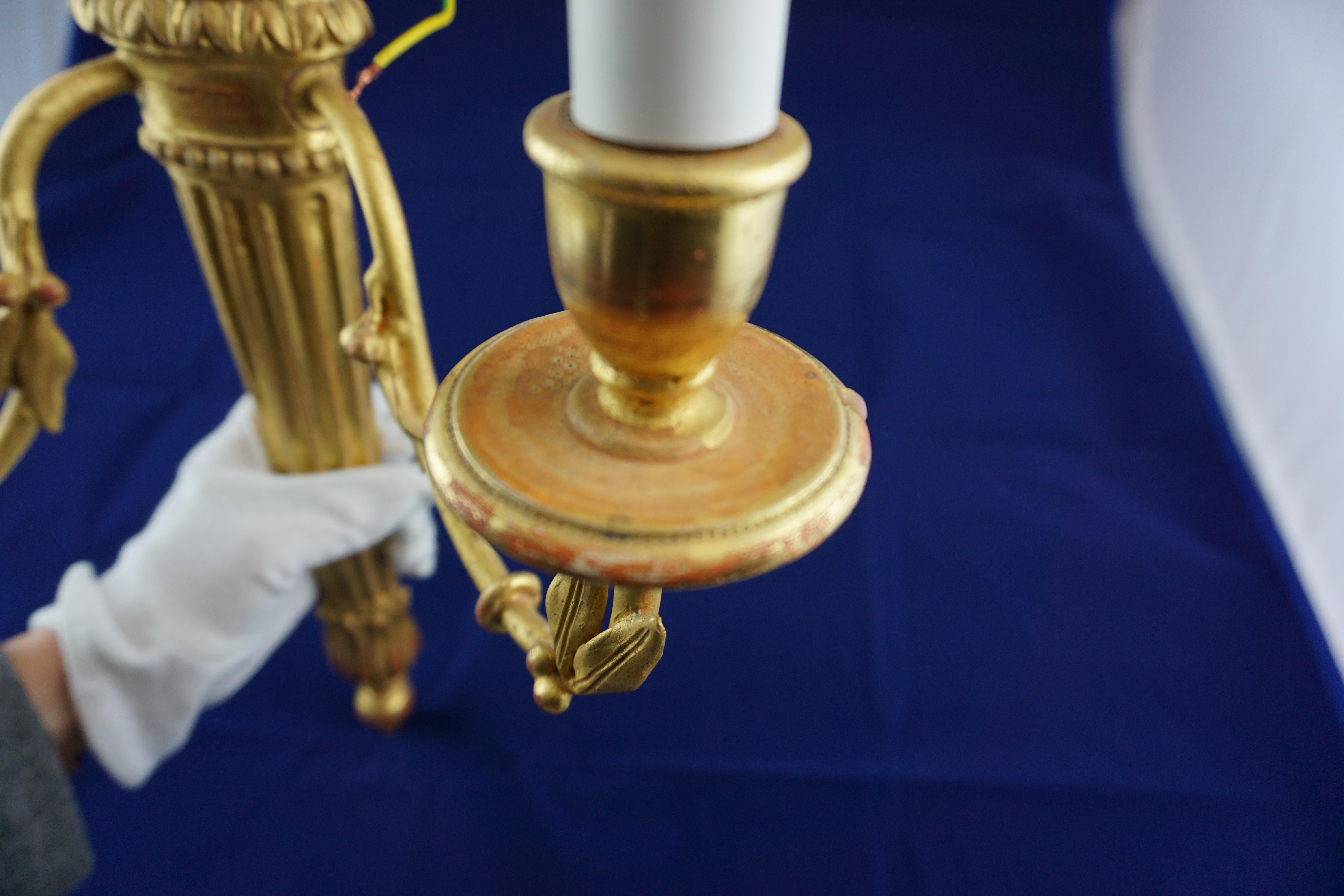 Pair of Leone Cei HJ500 Louis XVI-Style Wall Lights, Hand Carved and Gilded In Good Condition For Sale In Wantage, GB