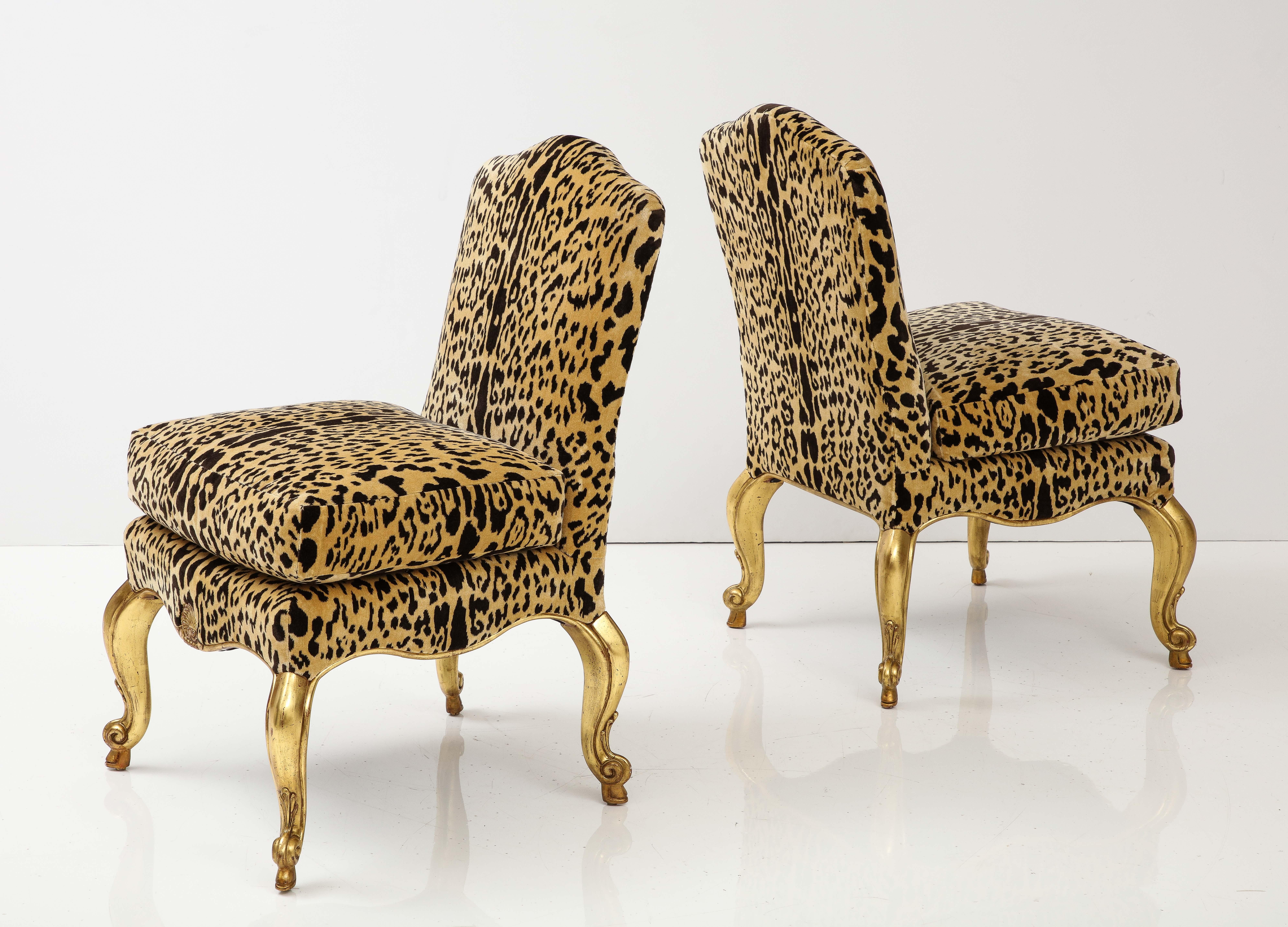 Pair of Leopard and Gold Slipper Chairs 5
