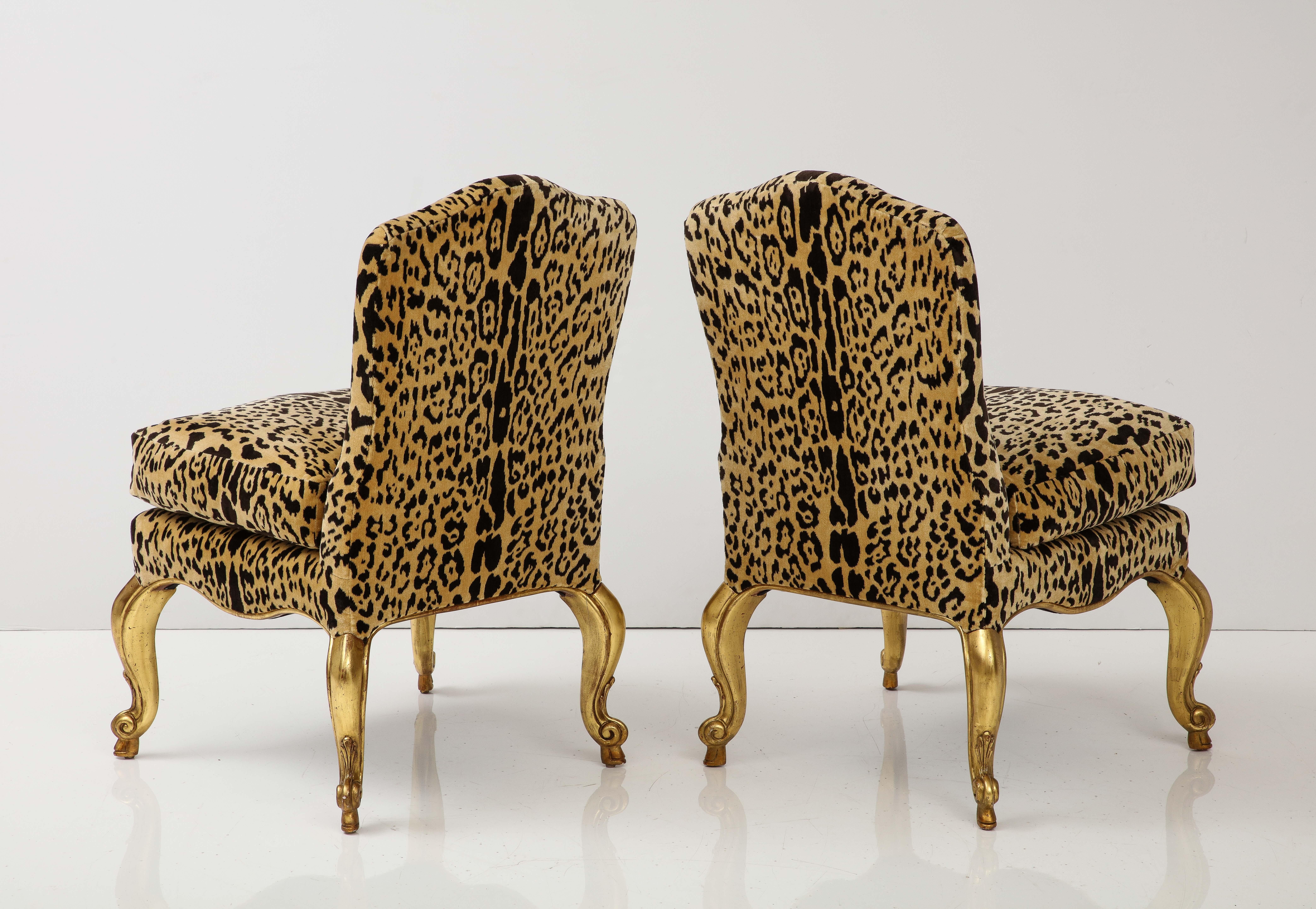 Pair of Leopard and Gold Slipper Chairs 2
