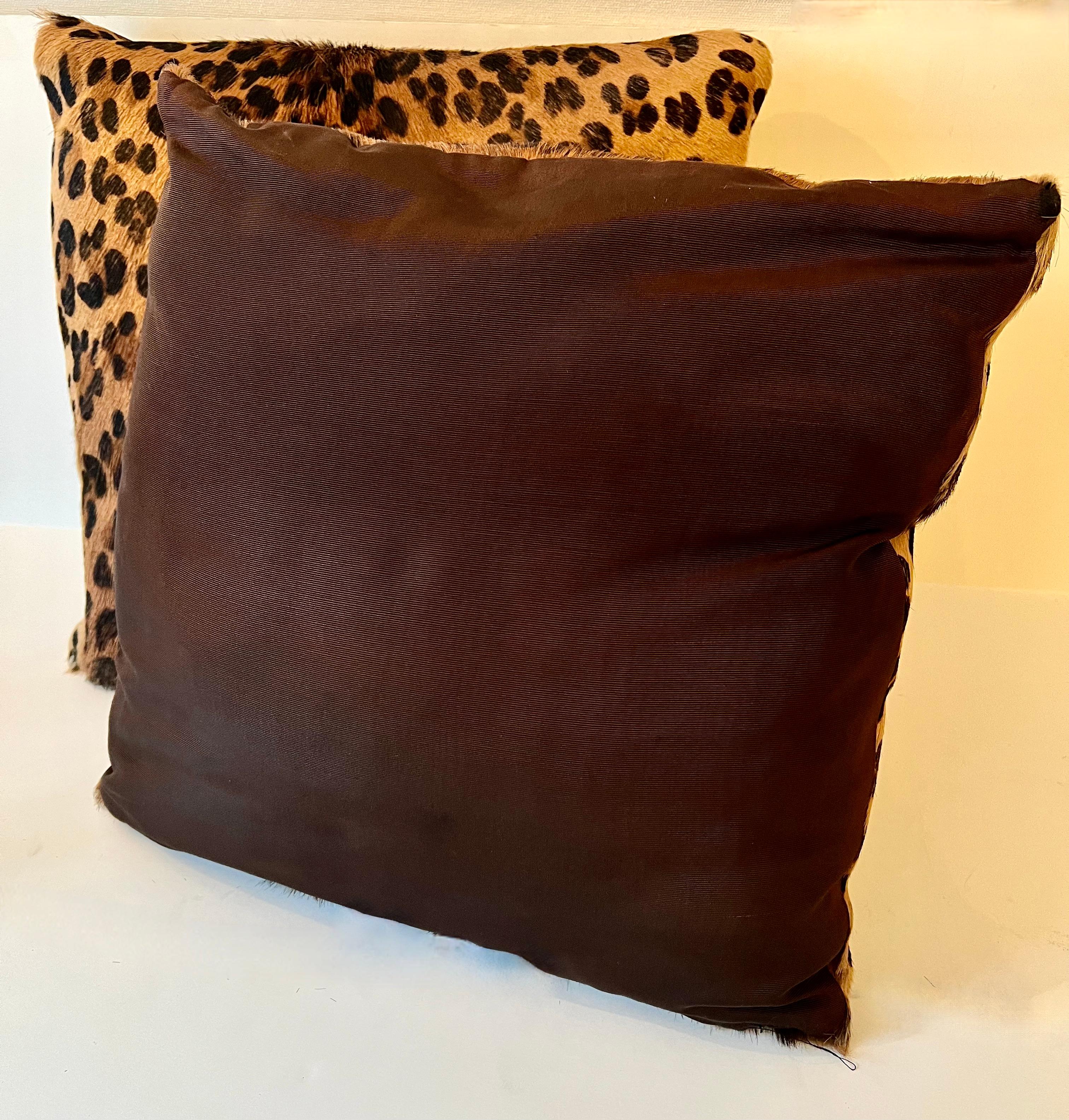 Pair of Leopard Fur Pillows In Good Condition In Los Angeles, CA
