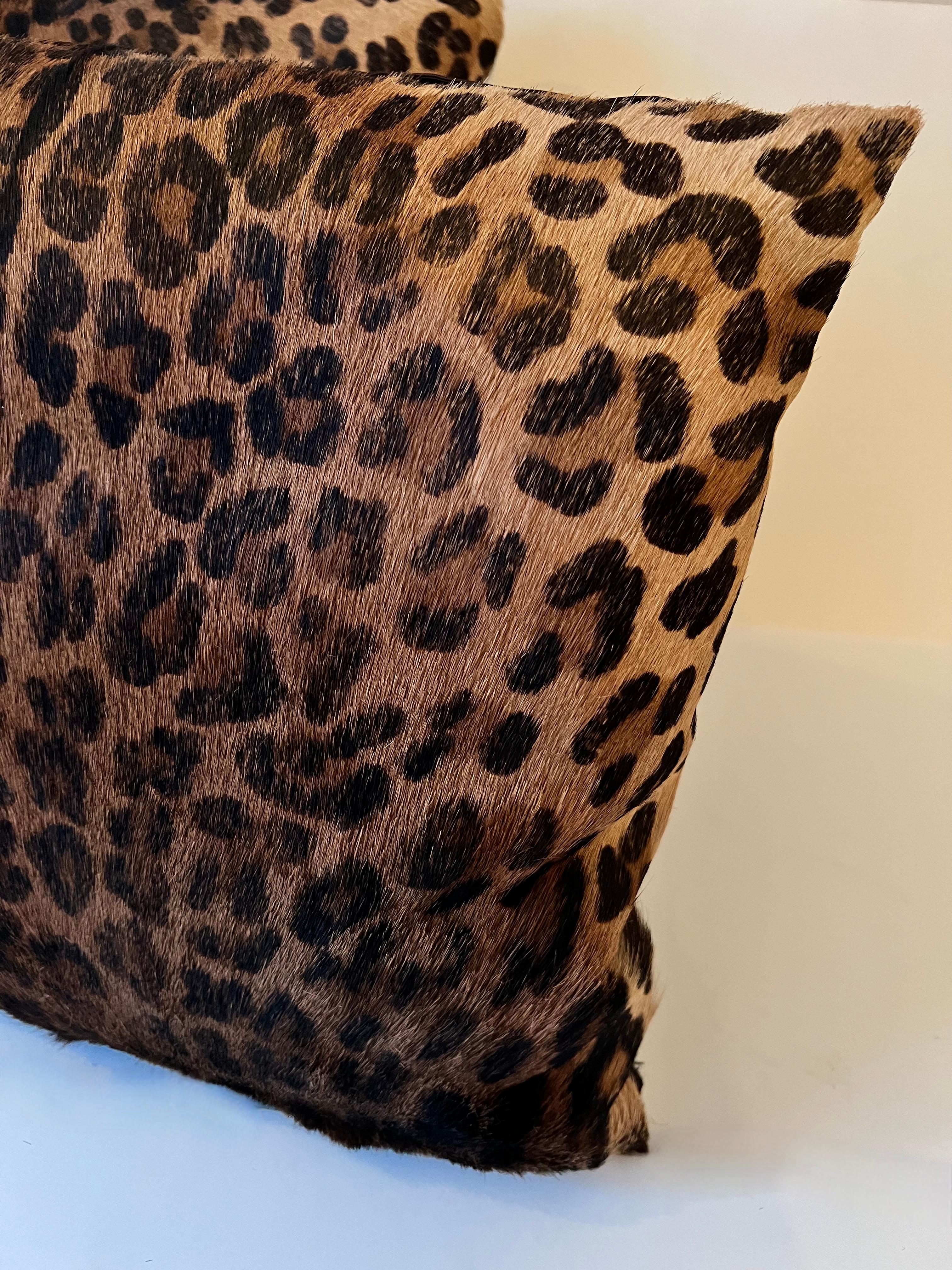 Pair of Leopard Fur Pillows 1