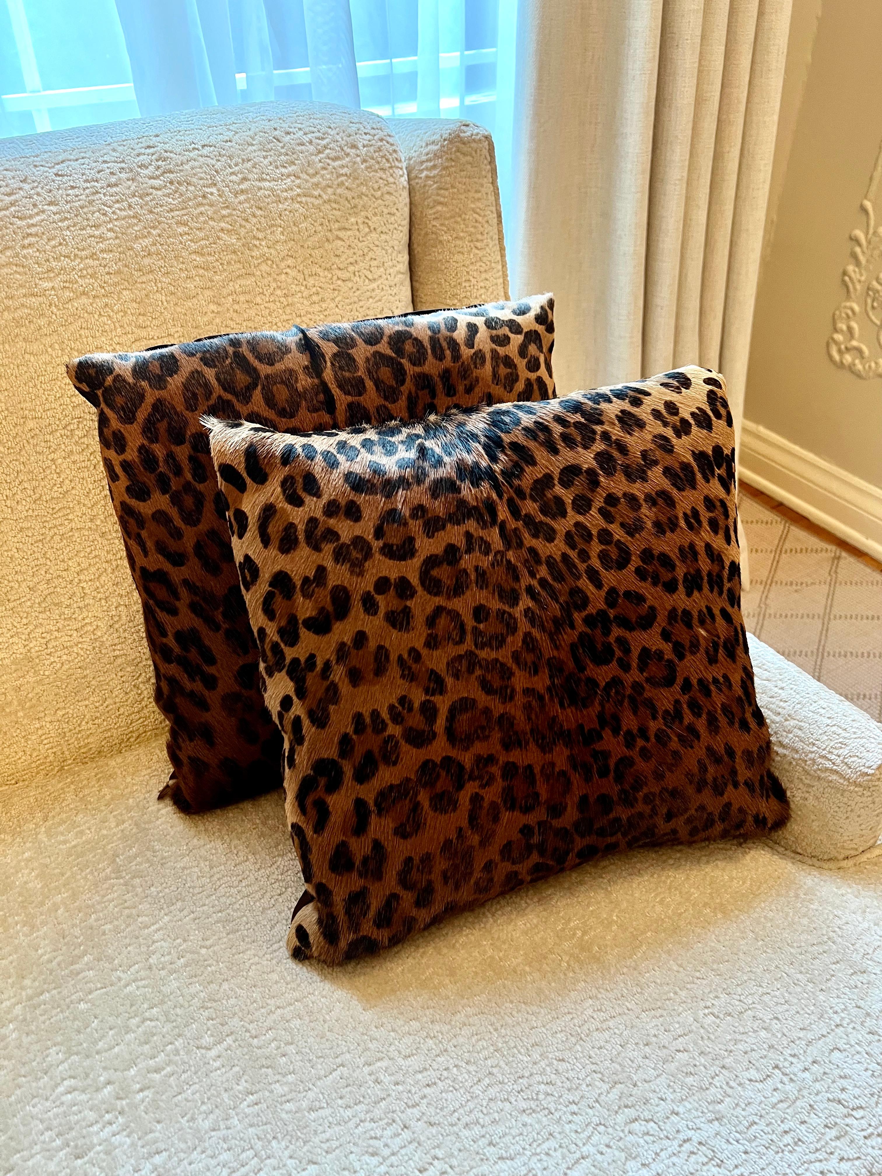 Pair of Leopard Fur Pillows 2