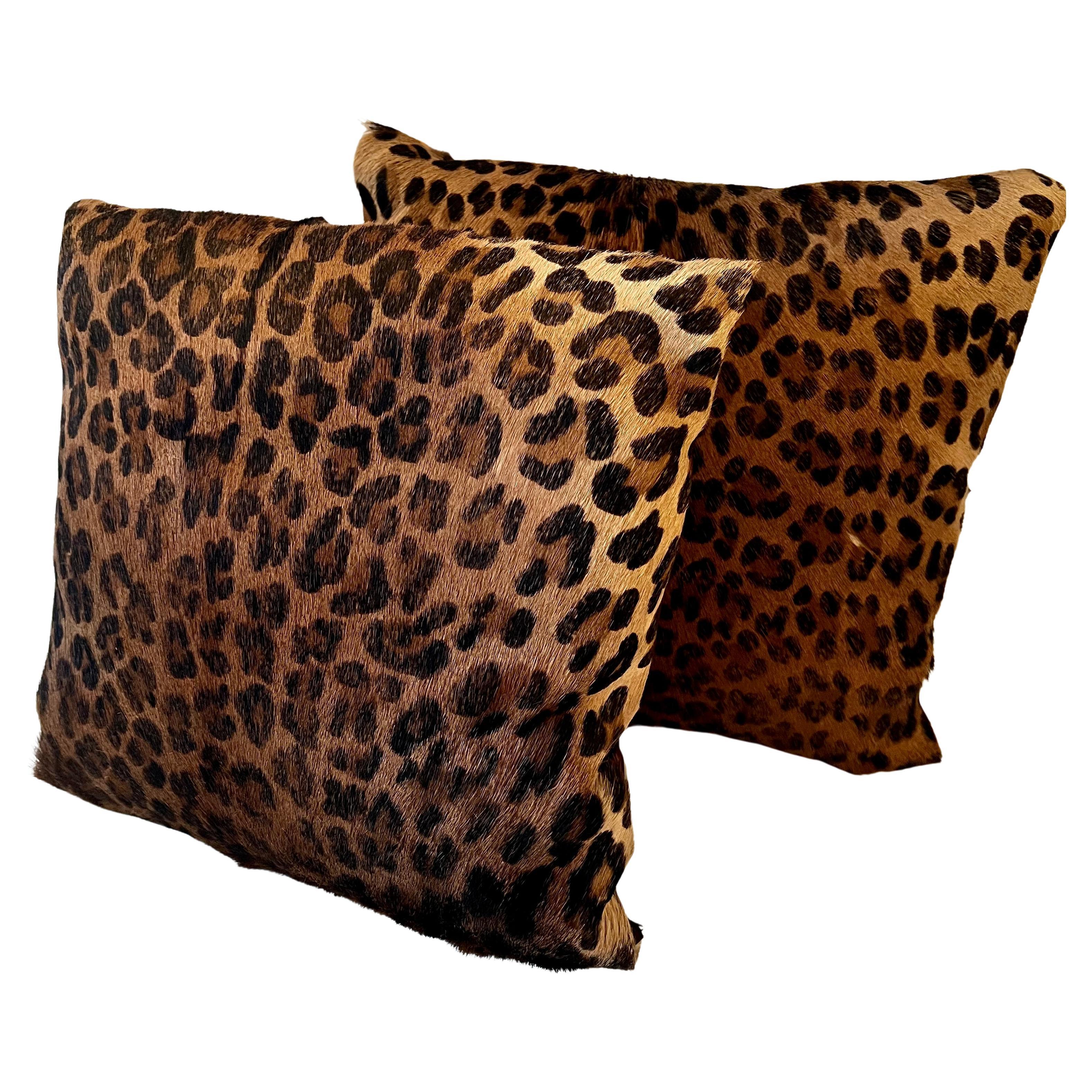 Pair of Leopard Fur Pillows