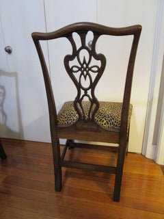 Pair of Leopard Pattern Federal Chippendale 19th Century Mahogany Side Chairs