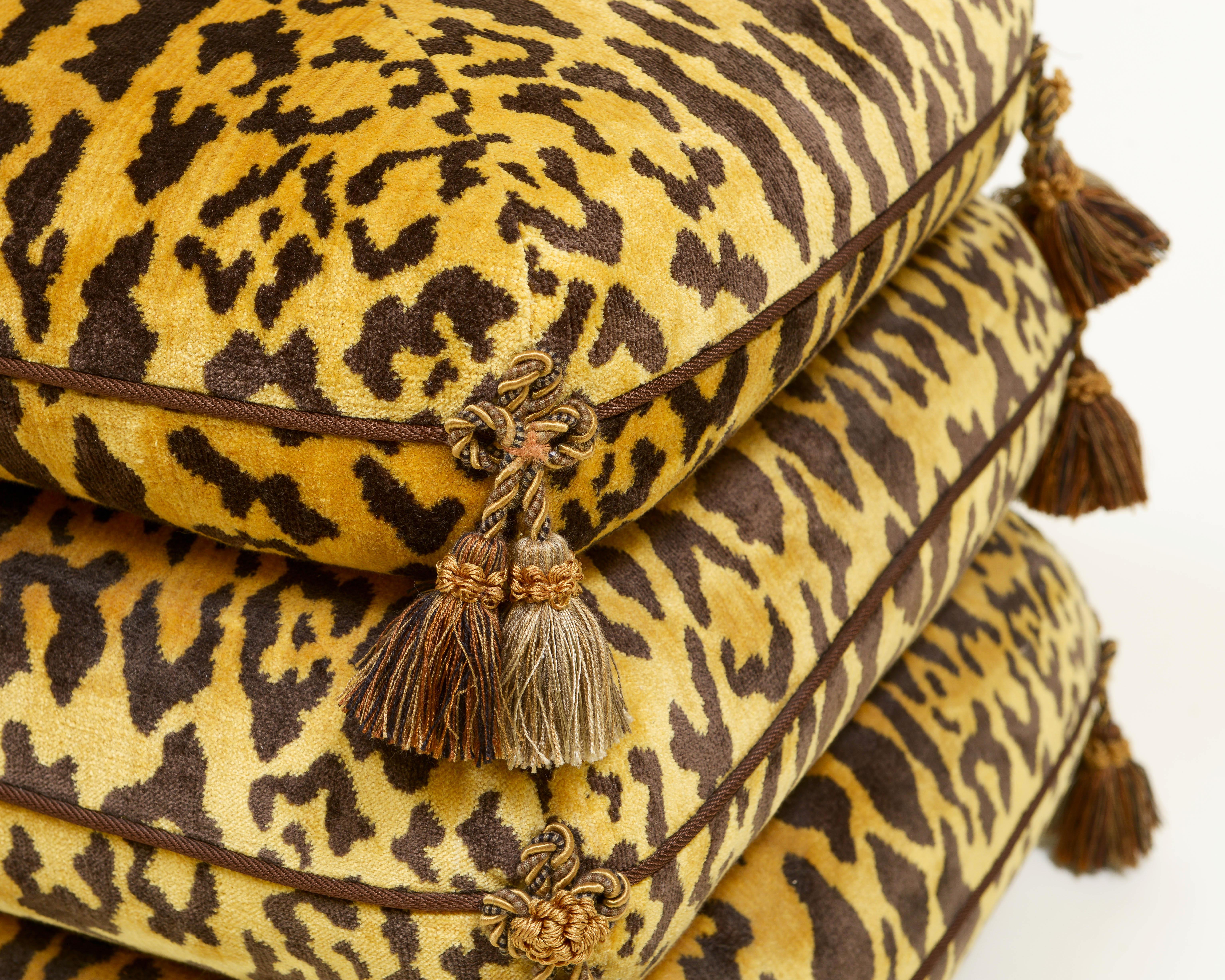 Pair of Leopard Silk Velvet Ottomans 2