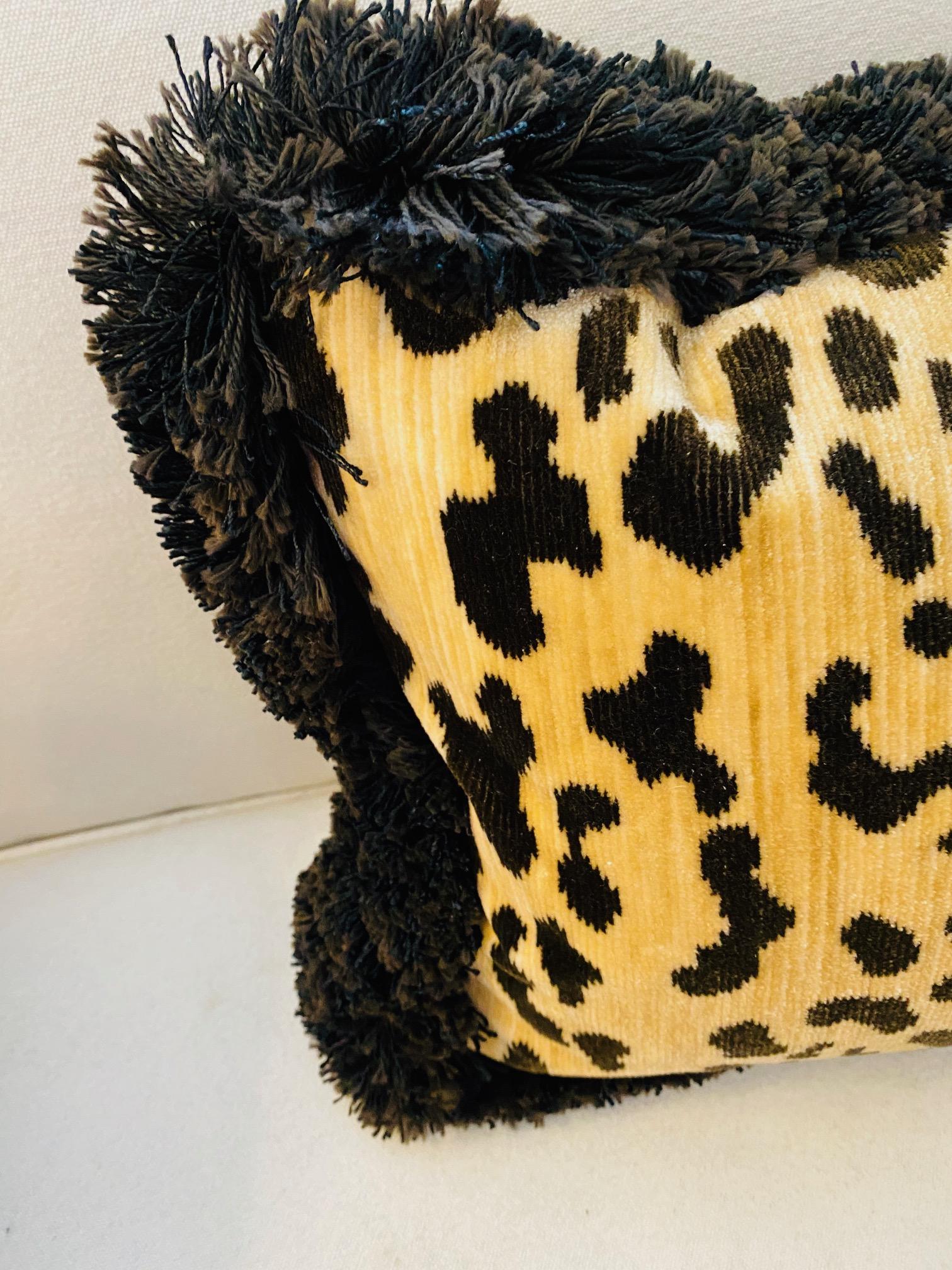 leopard pillow with fringe