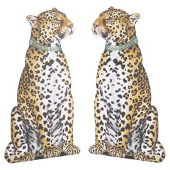 Pair of Leopard Wooden Silhouettes by Katherine Barnell