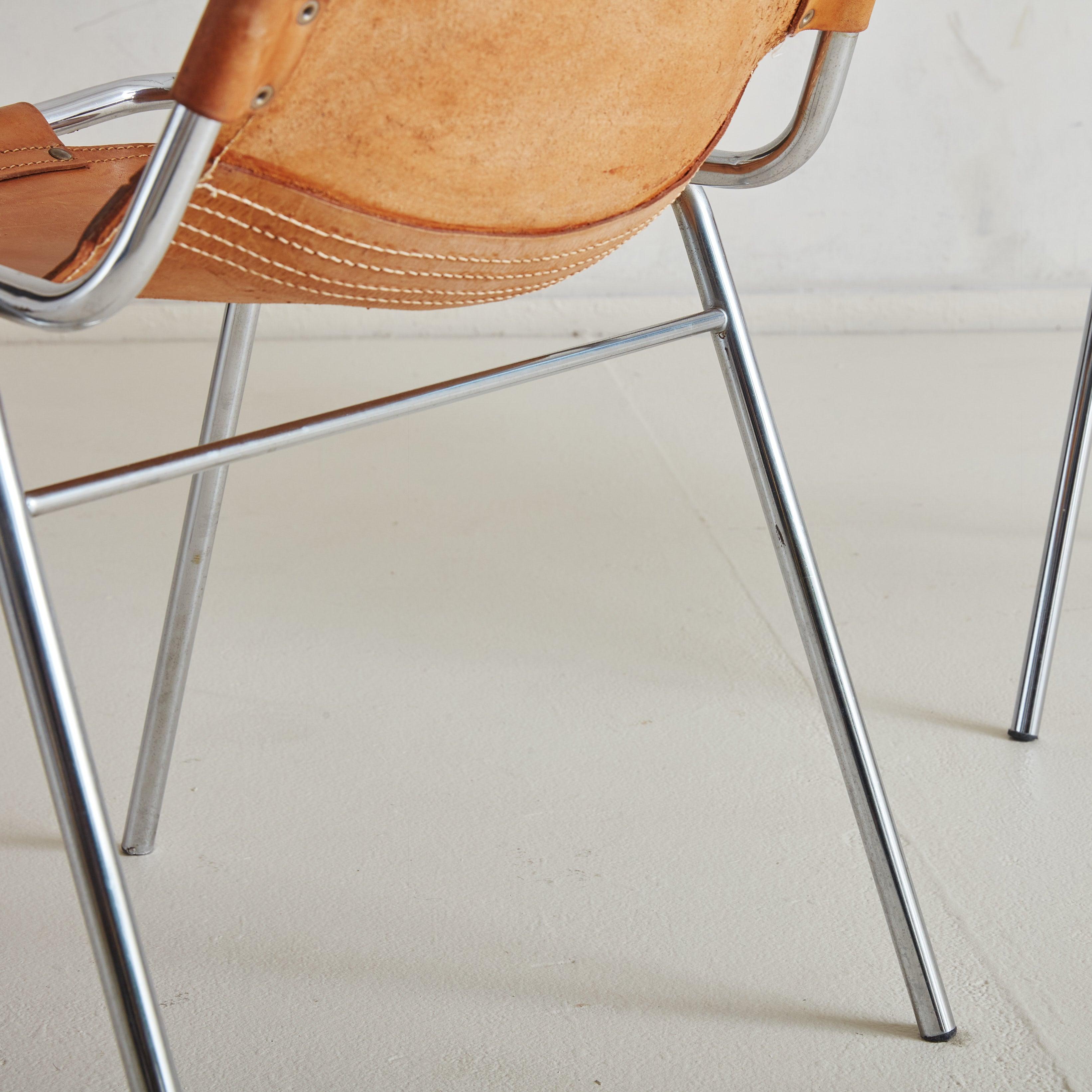 Cuir Paire de chaises Les Arcs attribuée à Charlotte Perriand, France 1970 en vente