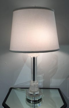 Pair of Les Prismatique Rock Crystal / Crystal Mirrored Chrome Lamps